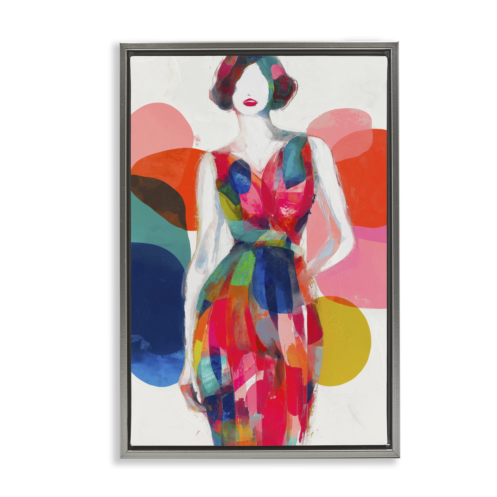 Stupell Industries Deco Fashion Woman Gray Framed Floater Canvas Wall Art, design by Chromatic Storm Studio