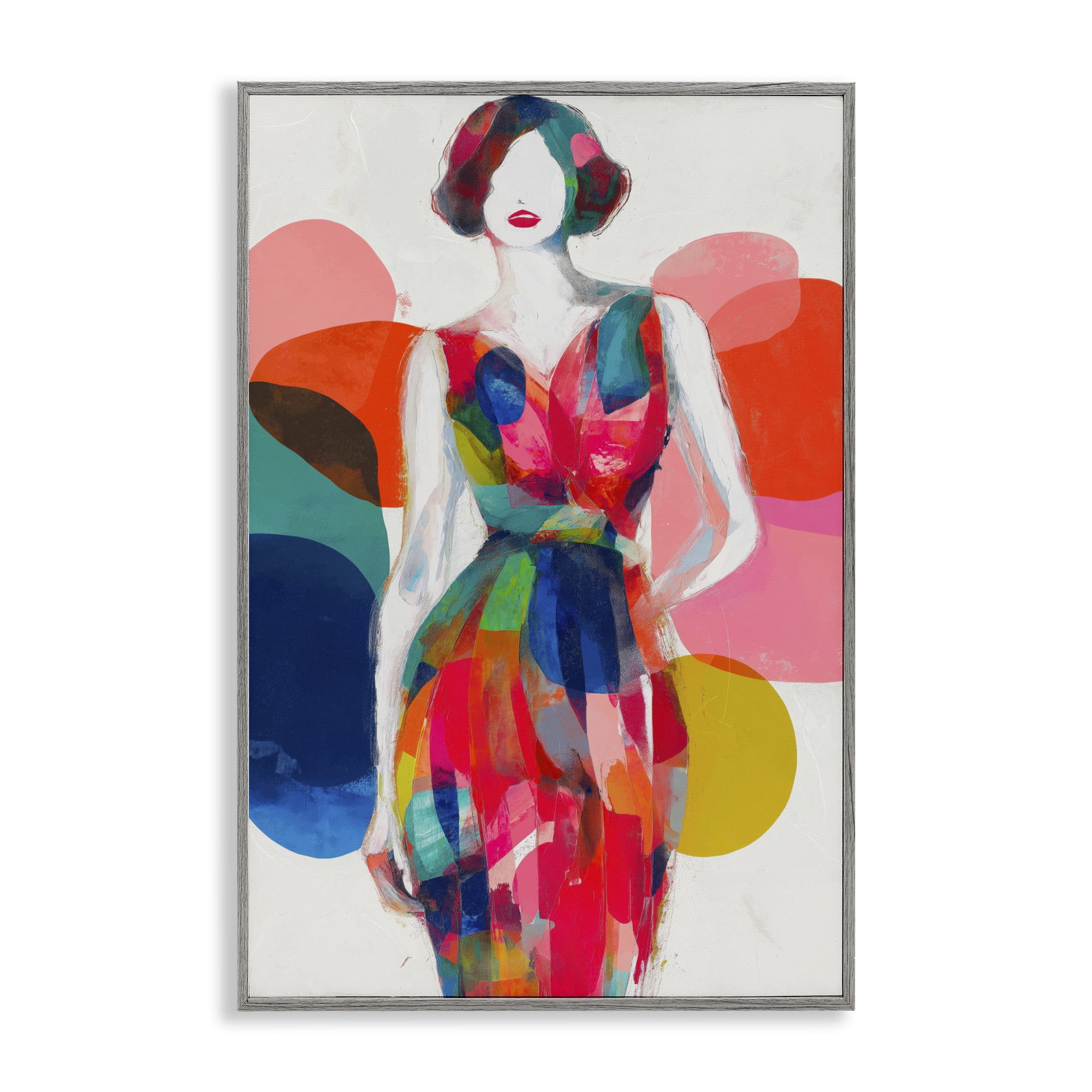 Stupell Industries Deco Fashion Woman Gray Framed Giclee Art, design by Chromatic Storm Studio
