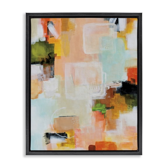 Stupell Industries Deconstructed Love Abstract Black Framed Floater Canvas Wall Art design by Katherine Irvin, 21 x 17