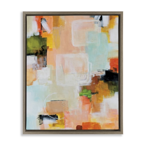 Stupell Industries Deconstructed Love Abstract Brown Framed Floater Canvas Wall Art design by Katherine Irvin, 21 x 17
