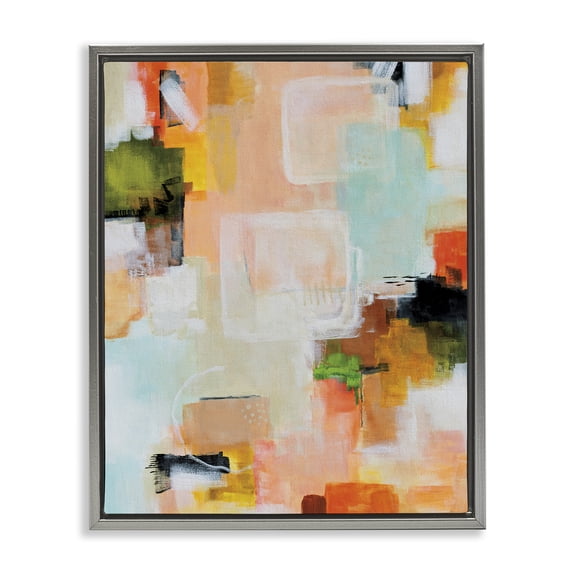 Stupell Industries Contemporary Deconstructed Love Abstract Gray Floating Frame Canvas Art, 17 x 21, by Katherine Irvin
