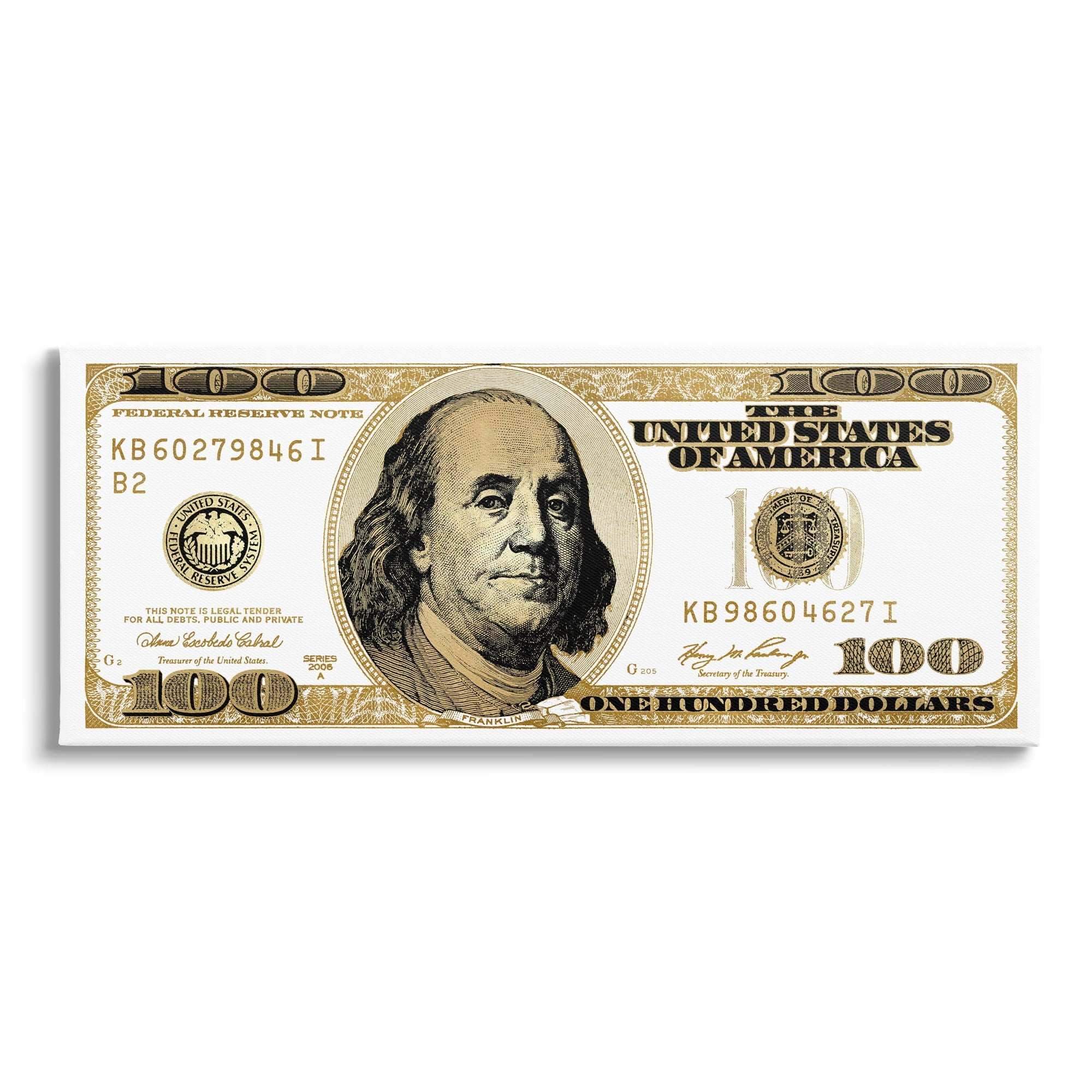 Stupell Industries Decorated Dollar Bill Pattern Trendy Glam Money Canvas Wall Art, 30 x 13, Design by Madeline Blake