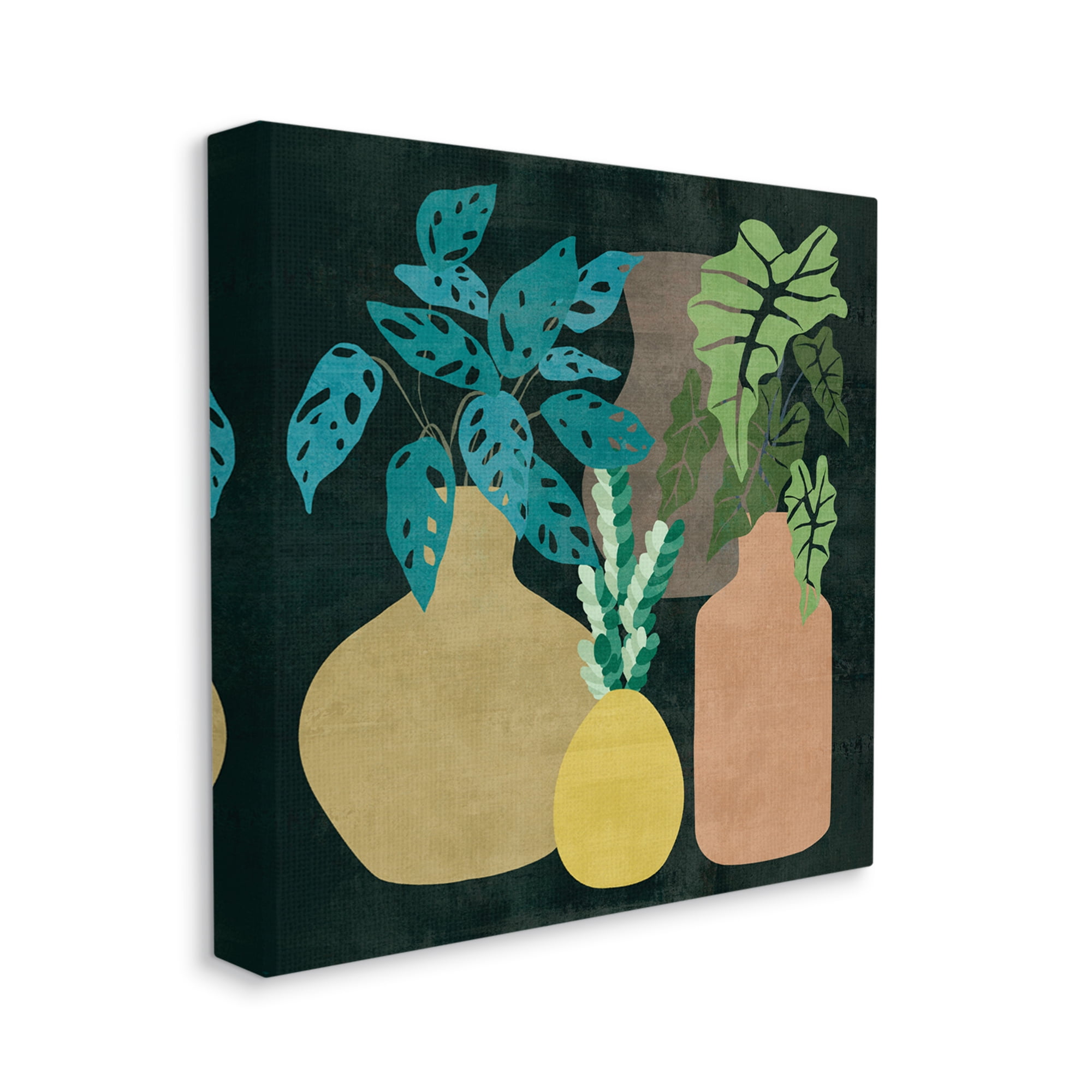 Stupell Industries Decorative Vases with Tropical Palms over Black,36 x 36,Designed by Melissa Wang
