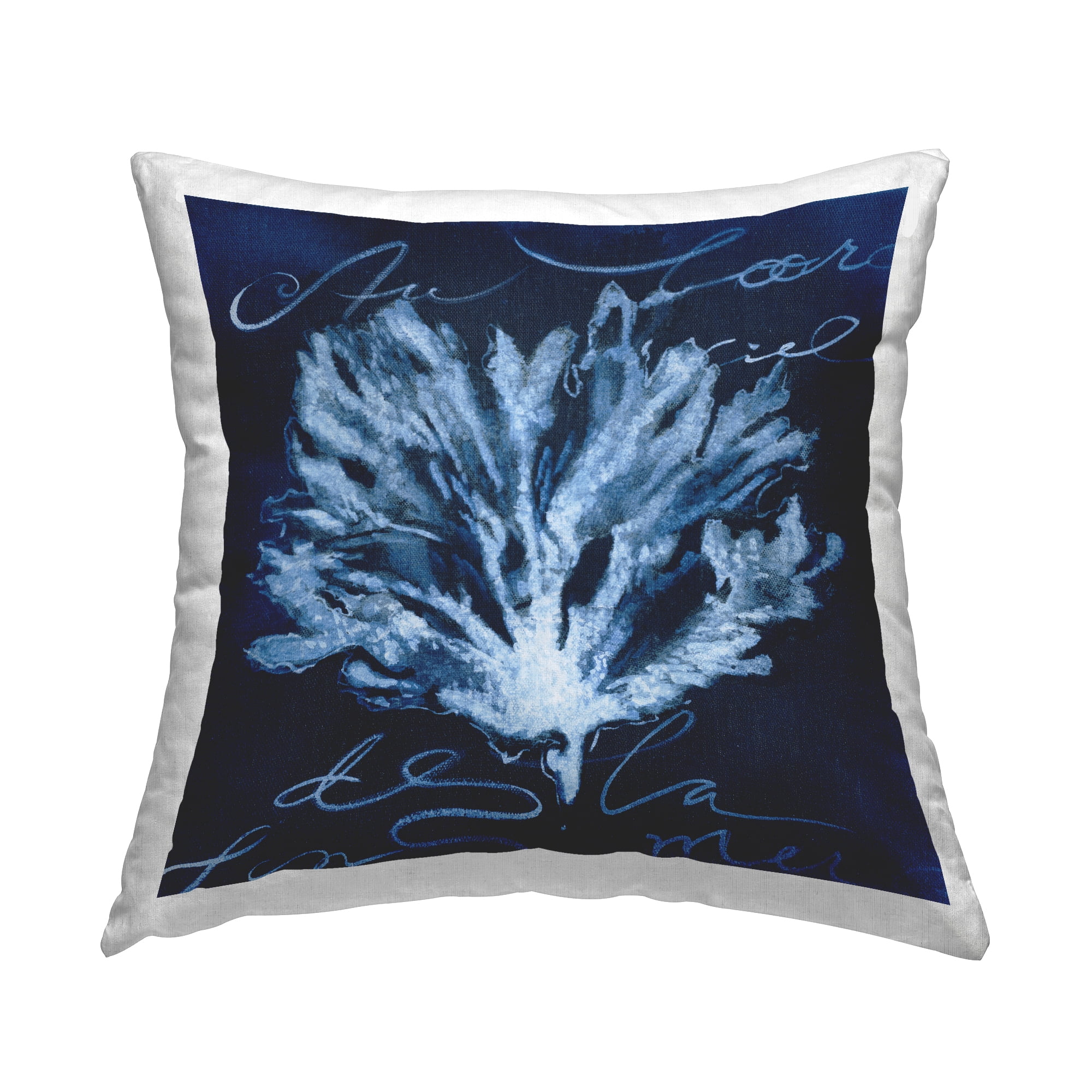 Stupell Industries Deep Blue Marine Coral Square Decorative Printed Throw Pillow, 18 x 18