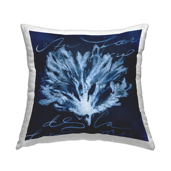 Stupell Industries Deep Blue Marine Coral Square Decorative Printed Throw Pillow, 18 x 18