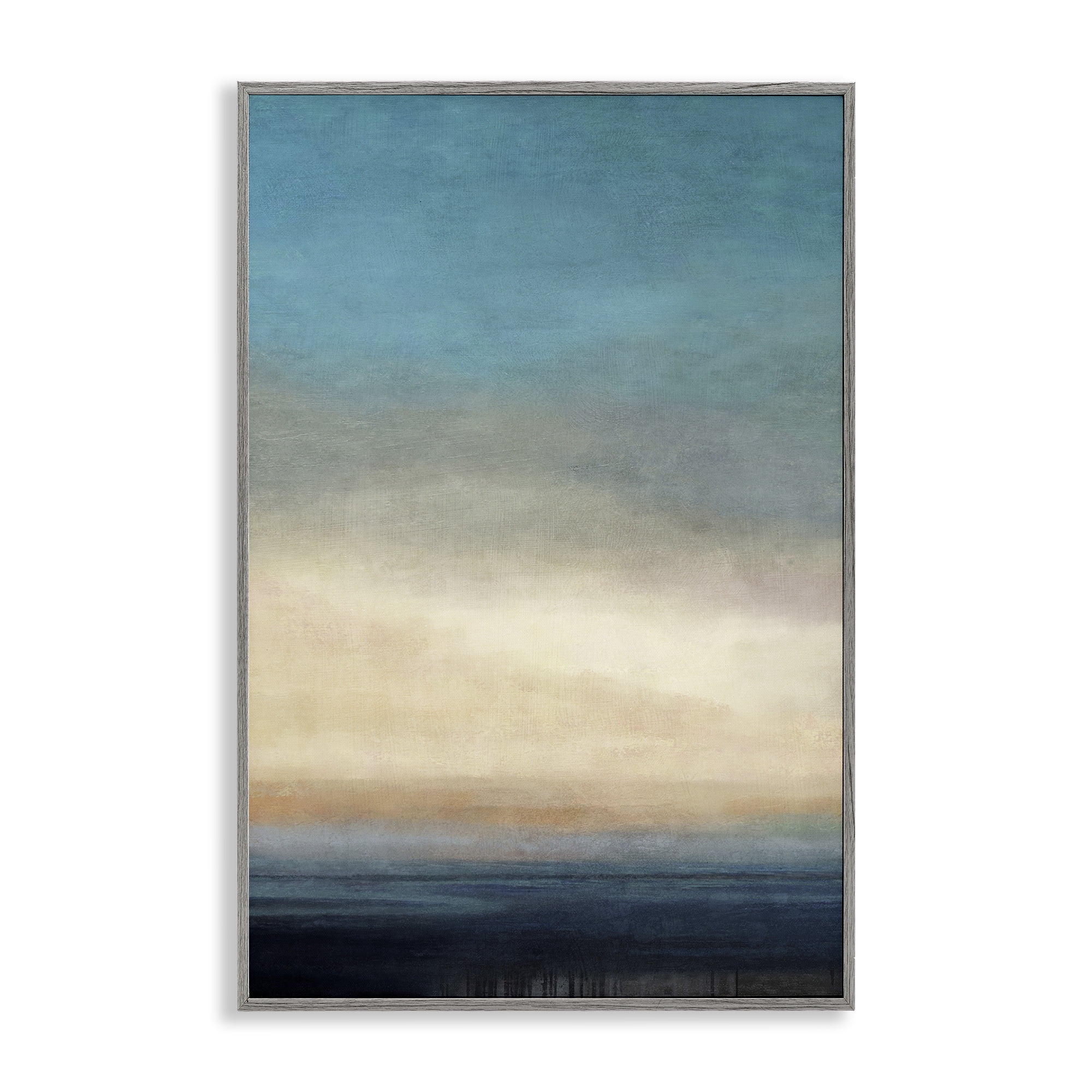 Stupell Industries Deep Blue Ocean Abstract Coastal Painting Gray Framed Art Print Wall Art, 12 x 18