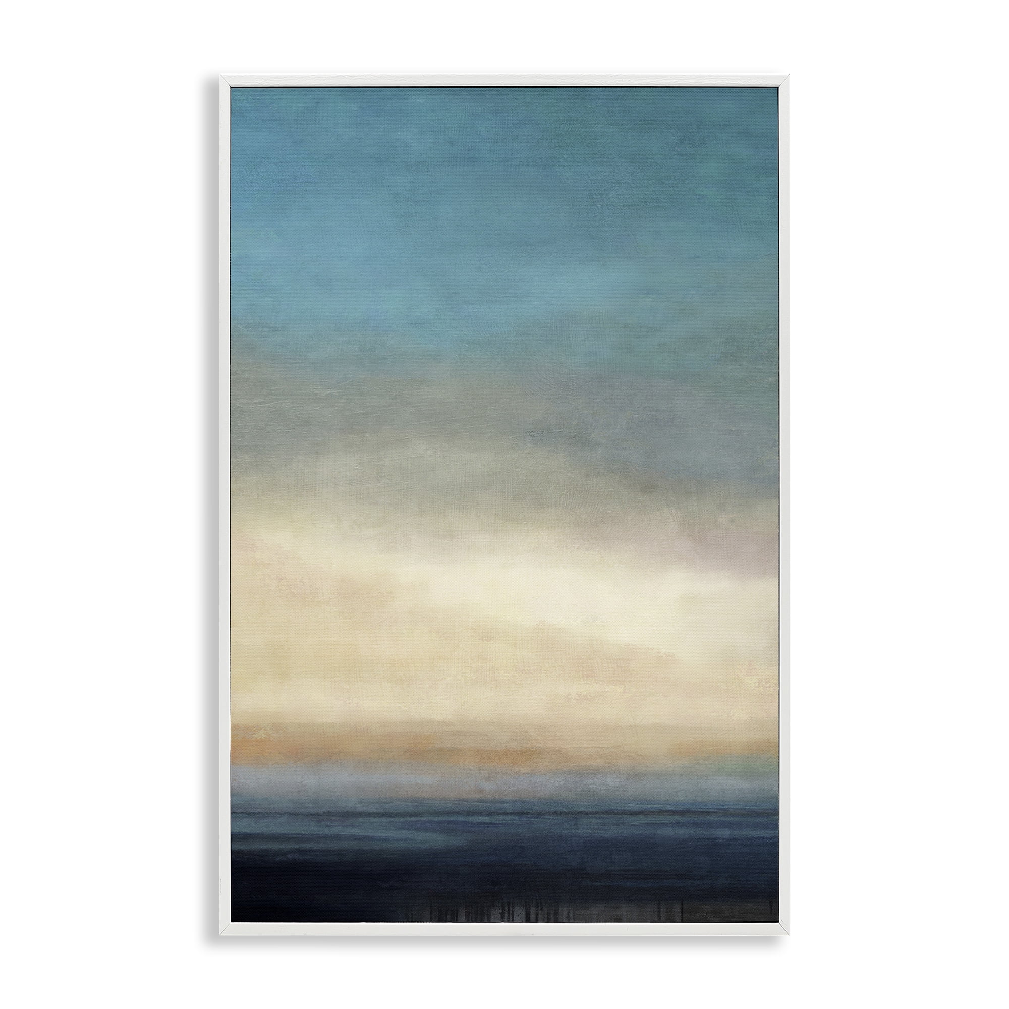 Stupell Industries Deep Blue Ocean Abstract Coastal Painting White Framed Art Print Wall Art, 20 x 30