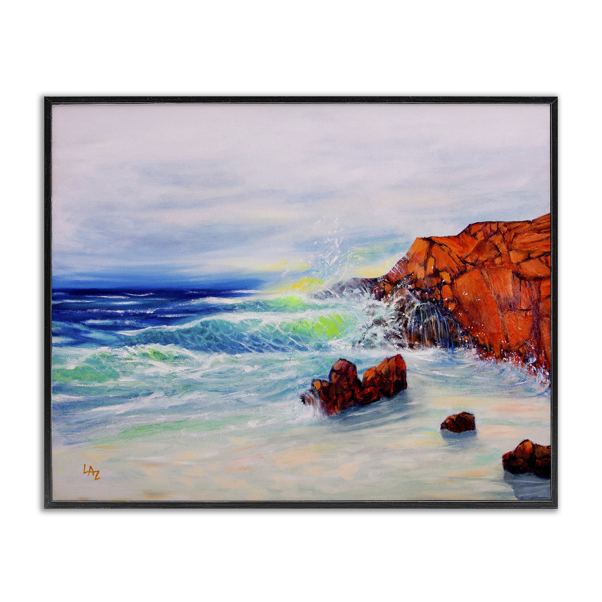 Stupell Industries Deep Blue Rocky Beach Black Framed Giclee Art, design by Lee Ann Zirbes