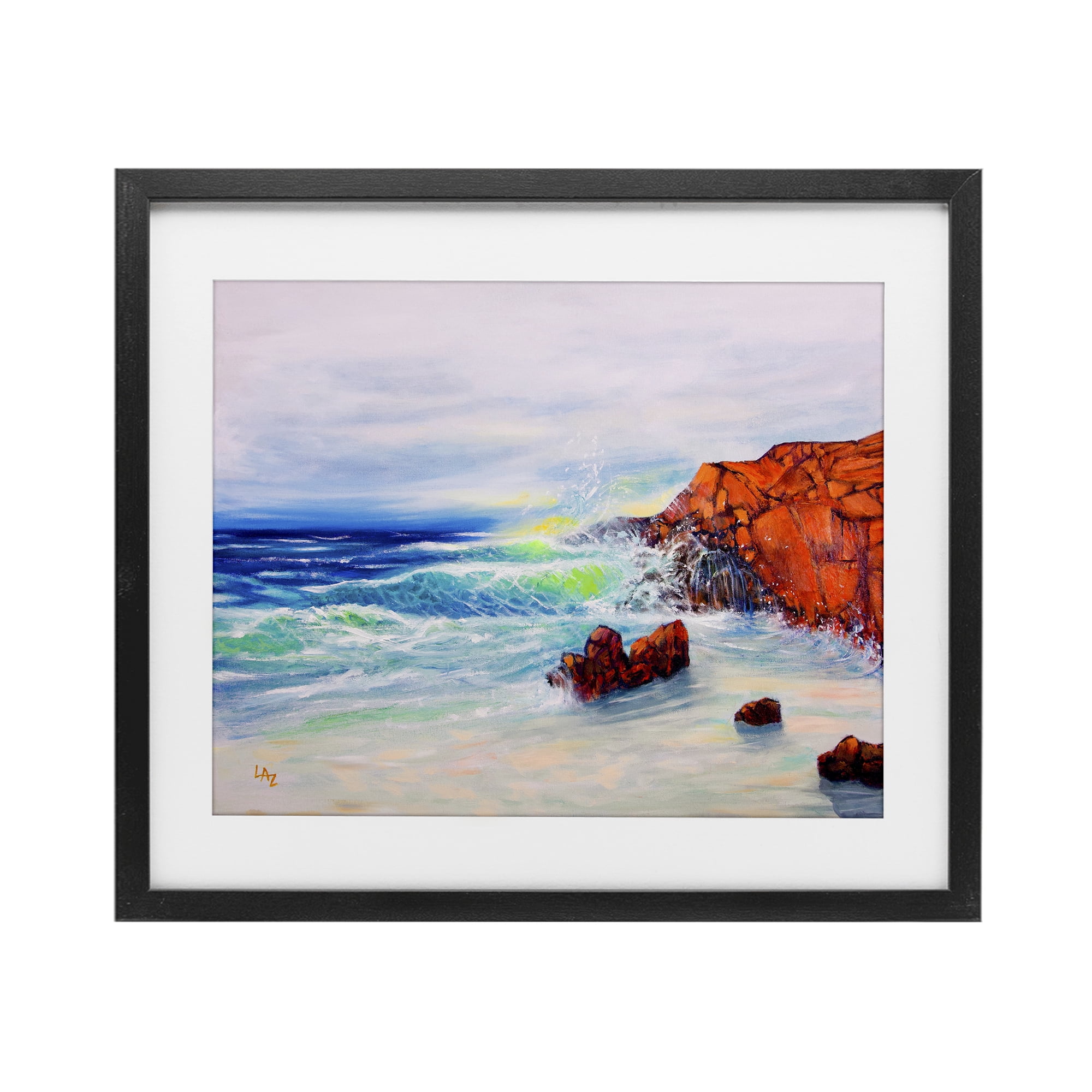 Stupell Industries Deep Blue Rocky Beach Black Framed Print Under Glass, design by Lee Ann Zirbes