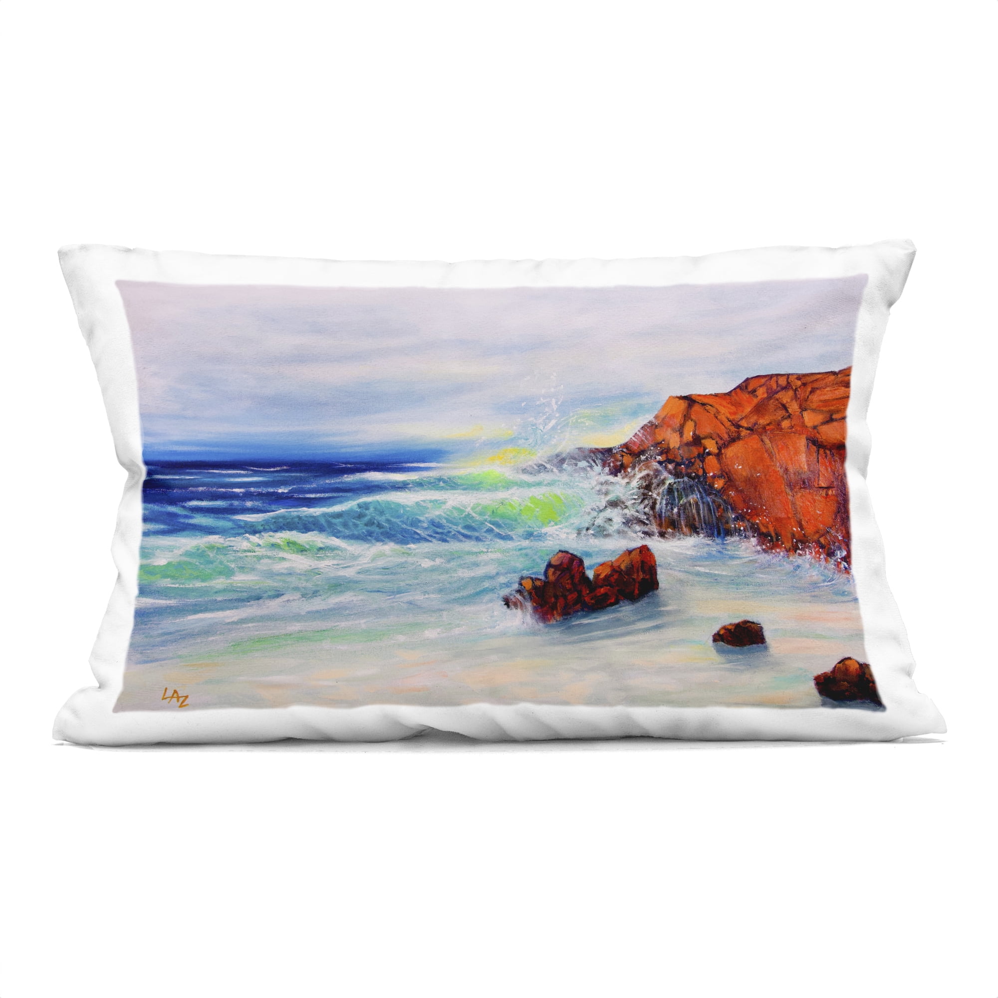 Stupell Industries Deep Blue Rocky Beach Decorative Printed Throw Pillow, design by Lee Ann Zirbes, 14 x 7 x 20
