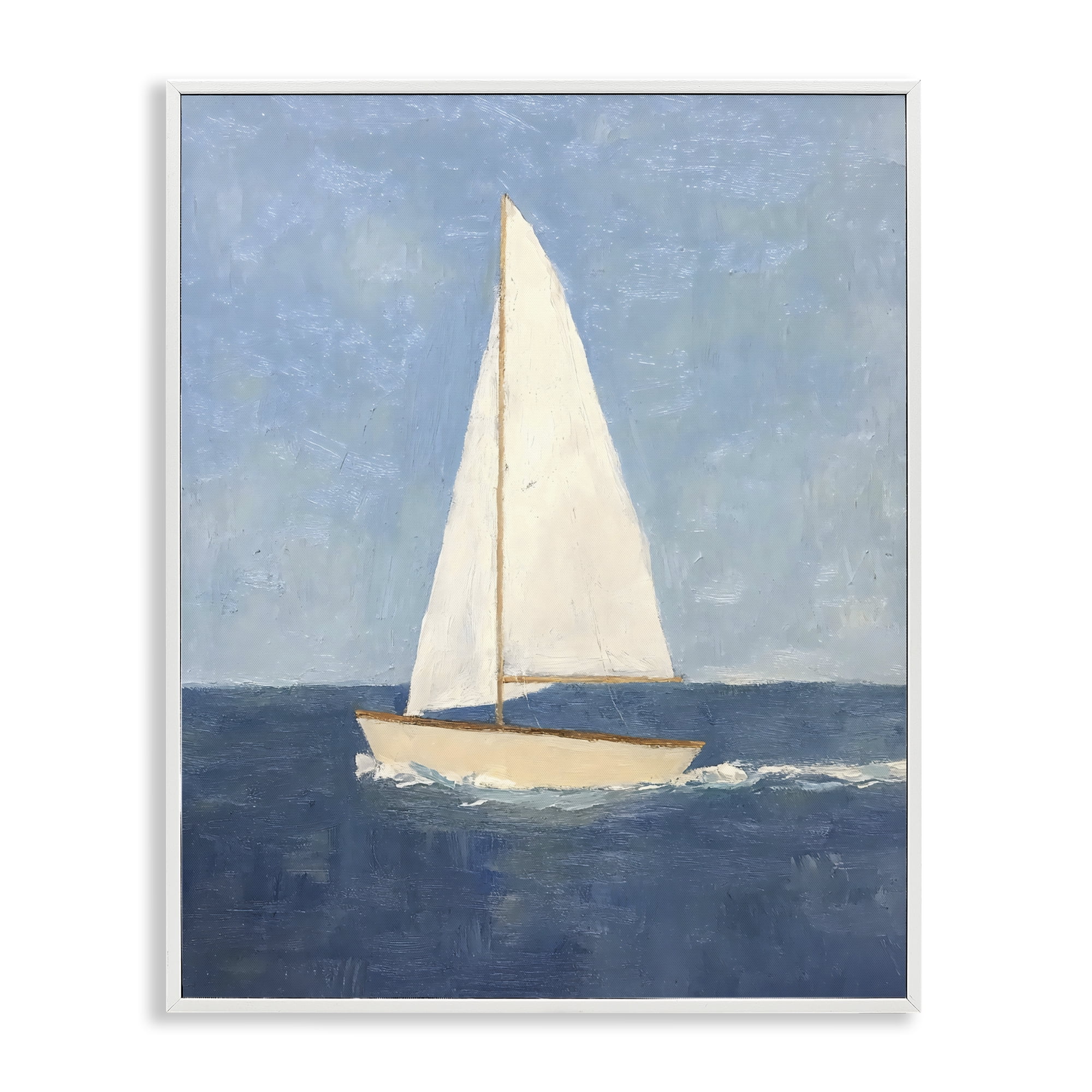 Stupell Industries Deep Blue Sail at Sea White Framed Giclee Art, design by Creative Studio