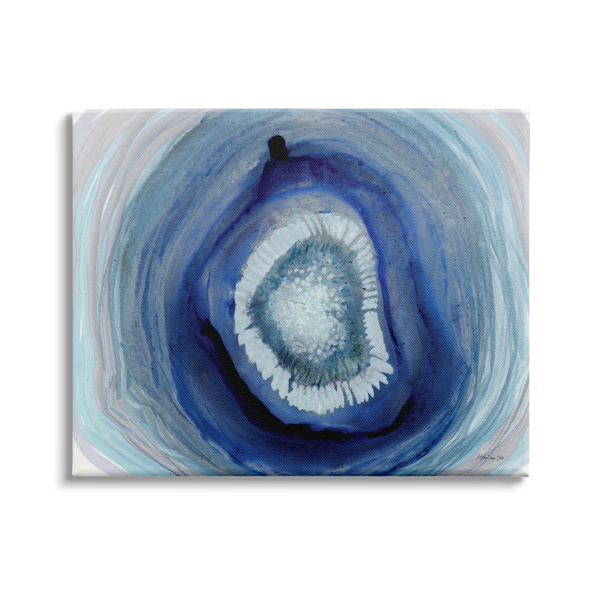 Deep Blue and Gray Abstract Canvas Wall Art, 20 x 16