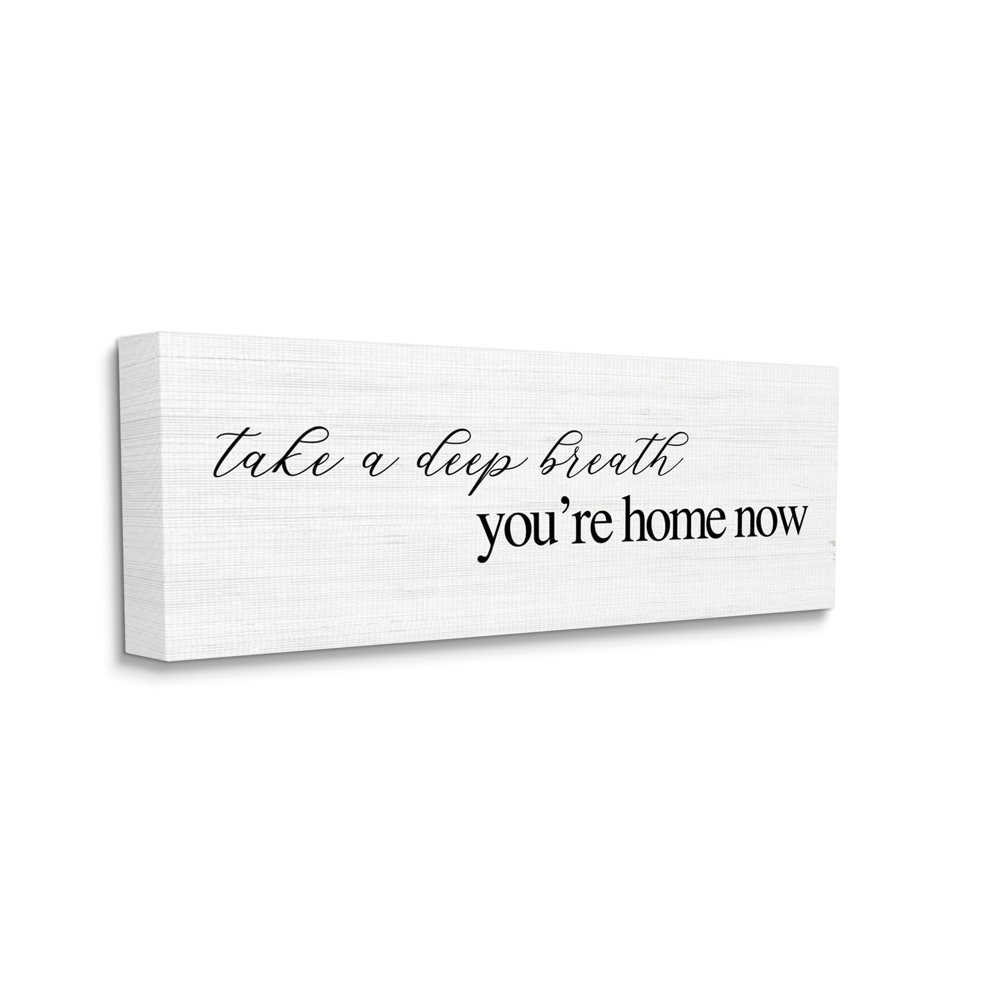 Stupell Industries Deep Breath You're Home Phrase Charming Minimal Text Inspirational Painting Gallery Wrapped Canvas Art Print Wall Art, 13 x 30