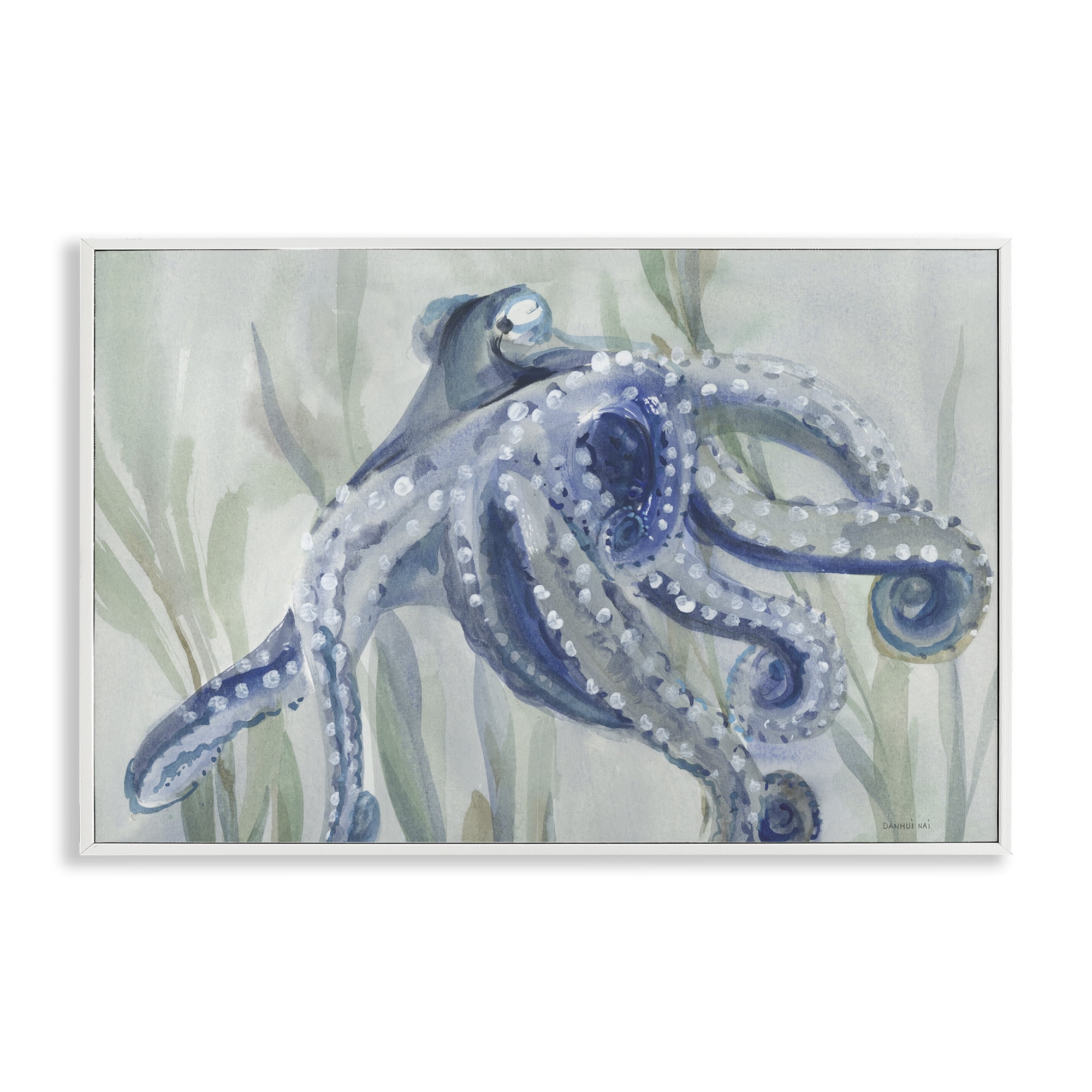 Stupell Industries Deep Dweller Octopus Animals & Insects Painting White Framed Art Print Wall Art, 30 x 20