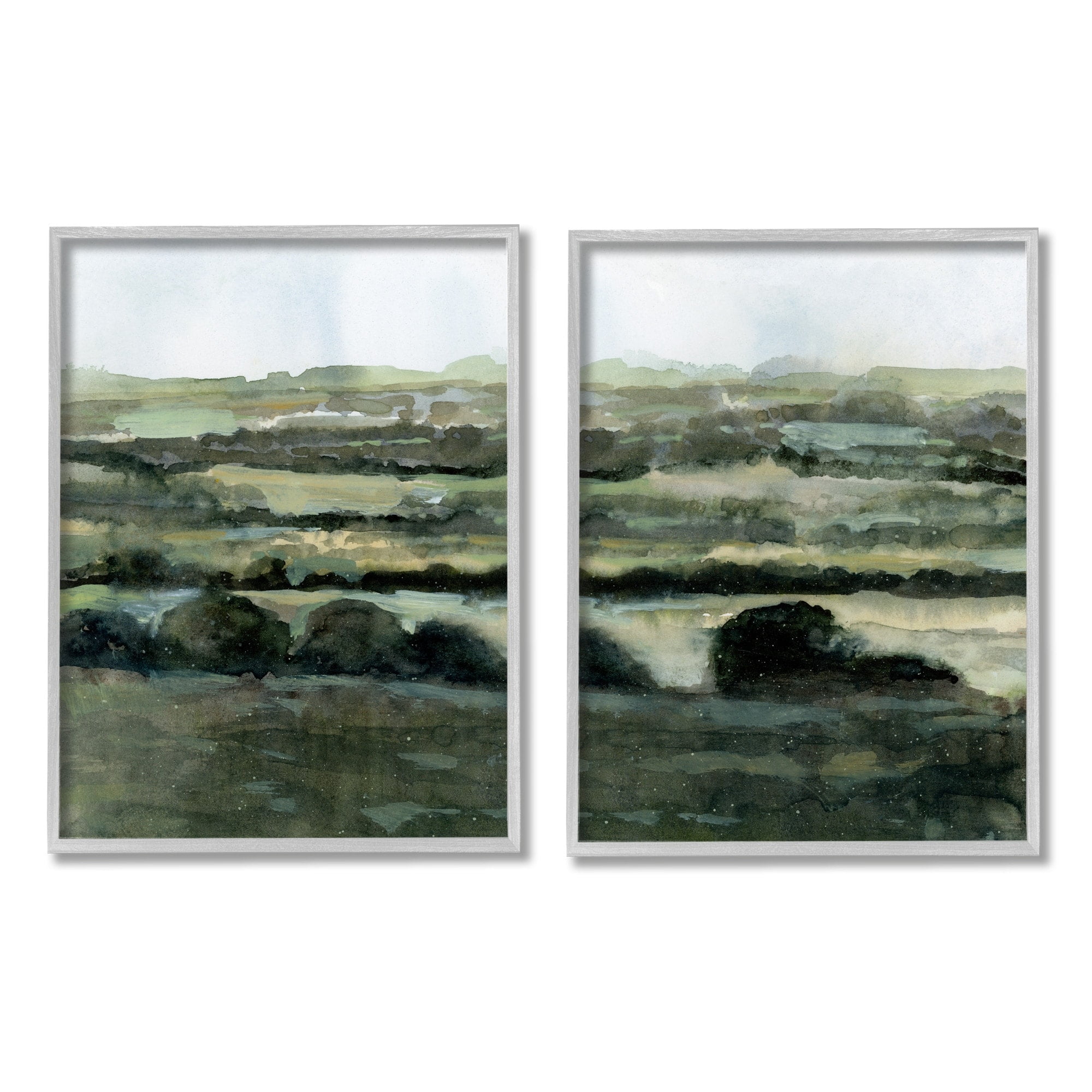 Stupell Industries Deep Green Countryside Hills Abstract Landscape Grey Framed, 11 x 14