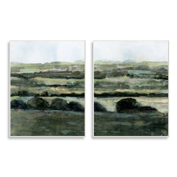 Stupell Industries Deep Green Countryside Hills Abstract Landscape Wall Plaque, 10 x 15, Design by Victoria Barnes