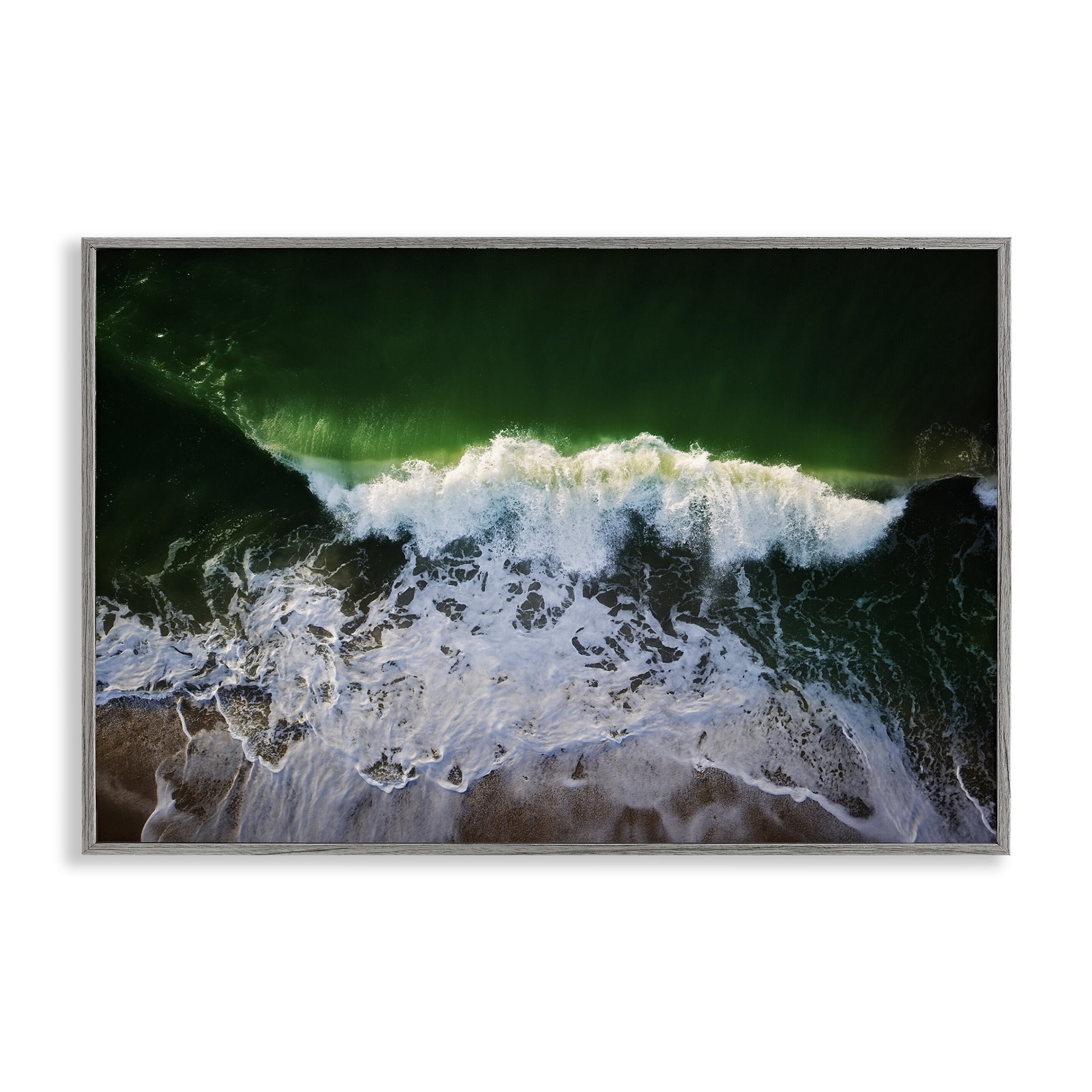 Stupell Industries Deep Green Wave Splash Nautical & Beach Photography Gray Framed Art Print Wall Art, 30 x 20