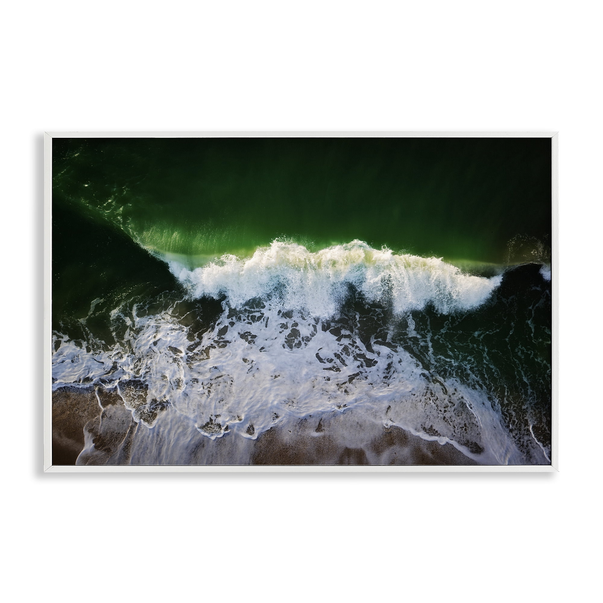 Stupell Industries Deep Green Wave Splash Nautical & Beach Photography White Framed Art Print Wall Art, 24 x 16