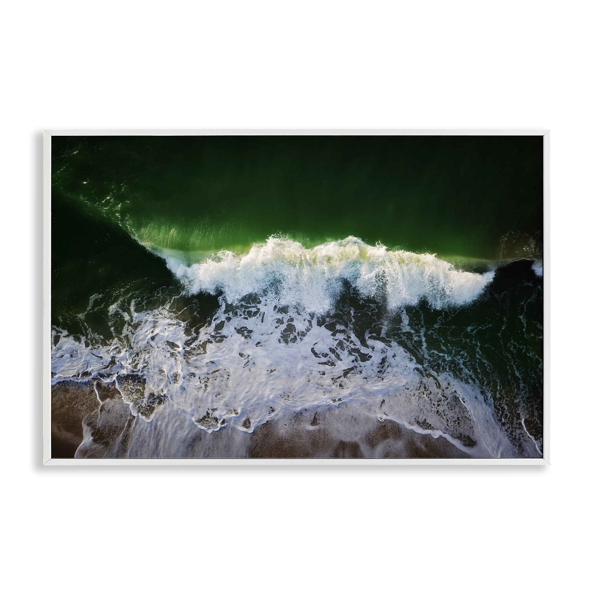 Stupell Industries Deep Green Wave Splash Nautical & Beach Photography White Framed Art Print Wall Art, 30 x 20