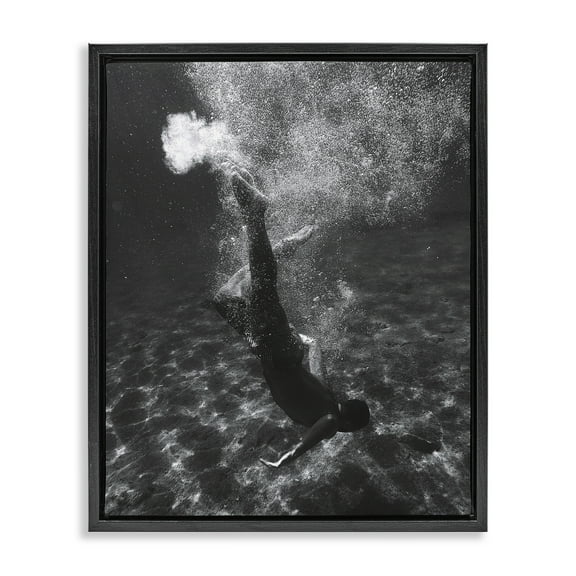 Stupell Industries Deep Ocean Diving Novelty Photography Black Floater Framed Canvas Art Print Wall Art, 17 x 21