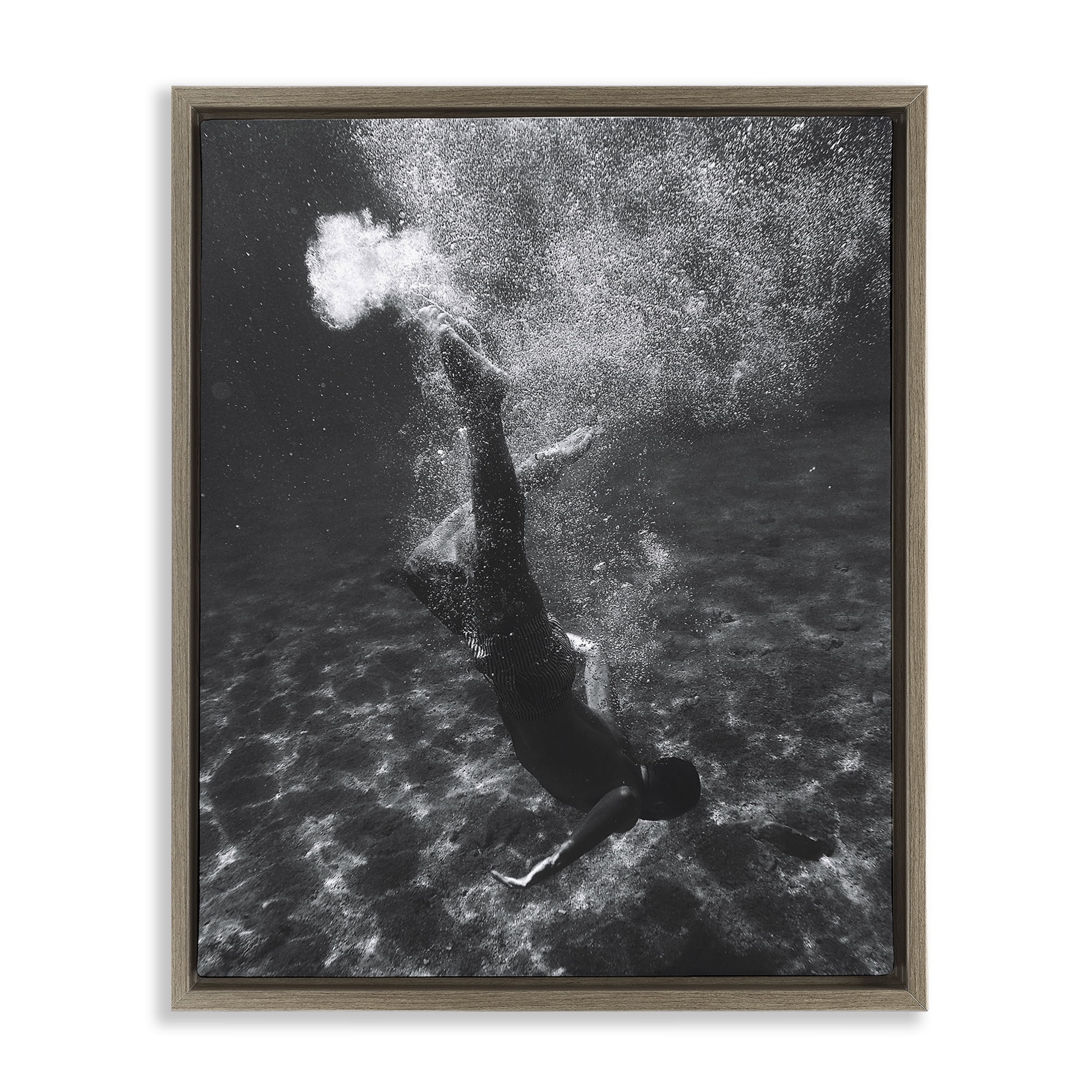 Stupell Industries Deep Ocean Diving Novelty Photography Brown Floater Framed Canvas Art Print Wall Art, 25 x 31