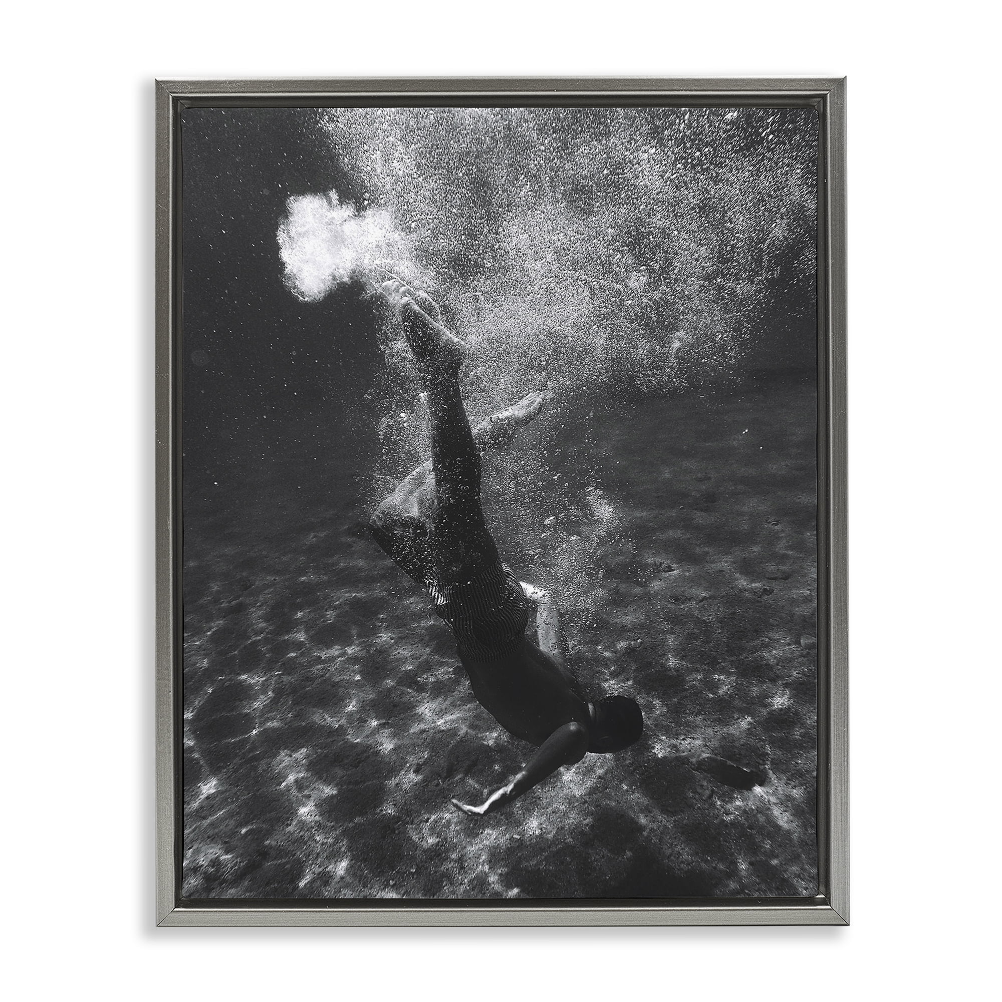 Stupell Industries Deep Ocean Diving Novelty Photography Gray Floater Framed Canvas Art Print Wall Art, 17 x 21