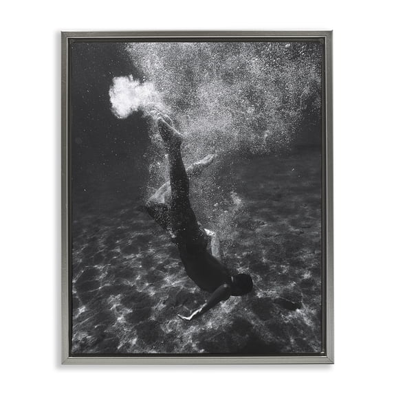 Stupell Industries Deep Ocean Diving Novelty Photography Gray Floater Framed Canvas Art Print Wall Art, 25 x 31