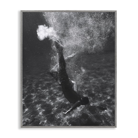 Stupell Industries Deep Ocean Diving Novelty Photography Gray Framed Art Print Wall Art, 11 x 14