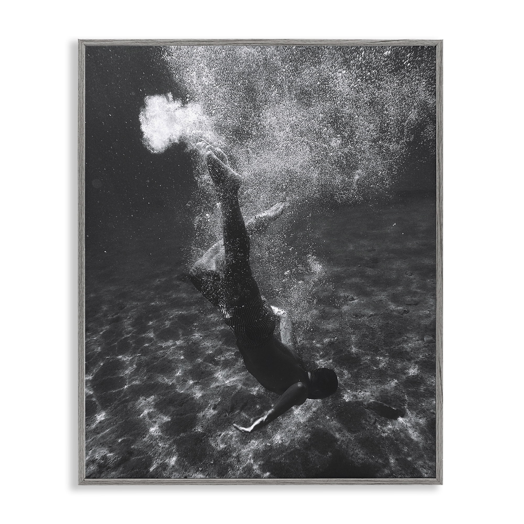 Stupell Industries Deep Ocean Diving Novelty Photography Gray Framed Art Print Wall Art, 24 x 30