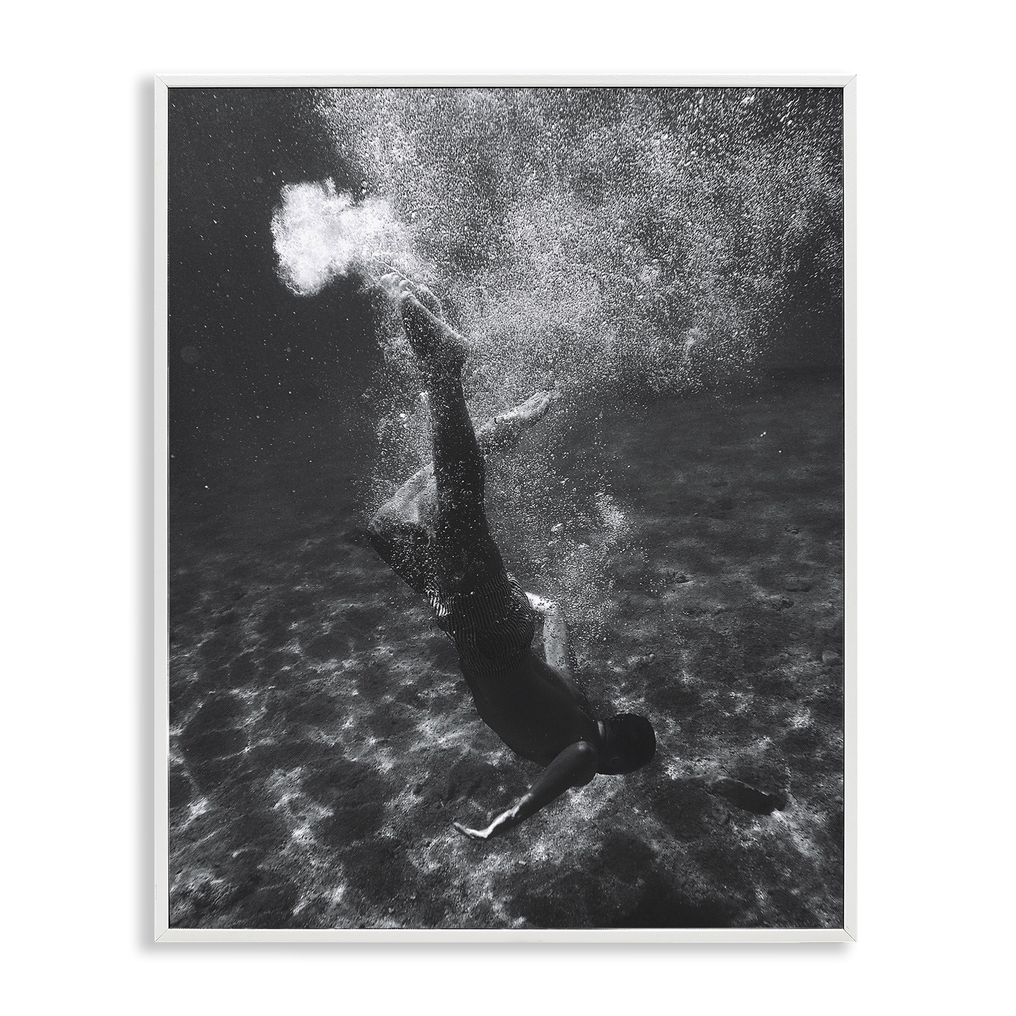 Stupell Industries Deep Ocean Diving Novelty Photography White Framed Art Print Wall Art, 11 x 14