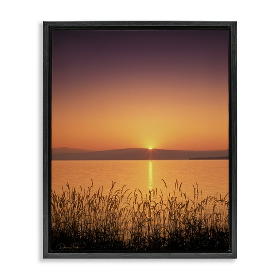 Stupell Industries Deep Orange Sunset Landscape Photography Black Floater Framed Canvas Art Print Wall Art, 17 x 21