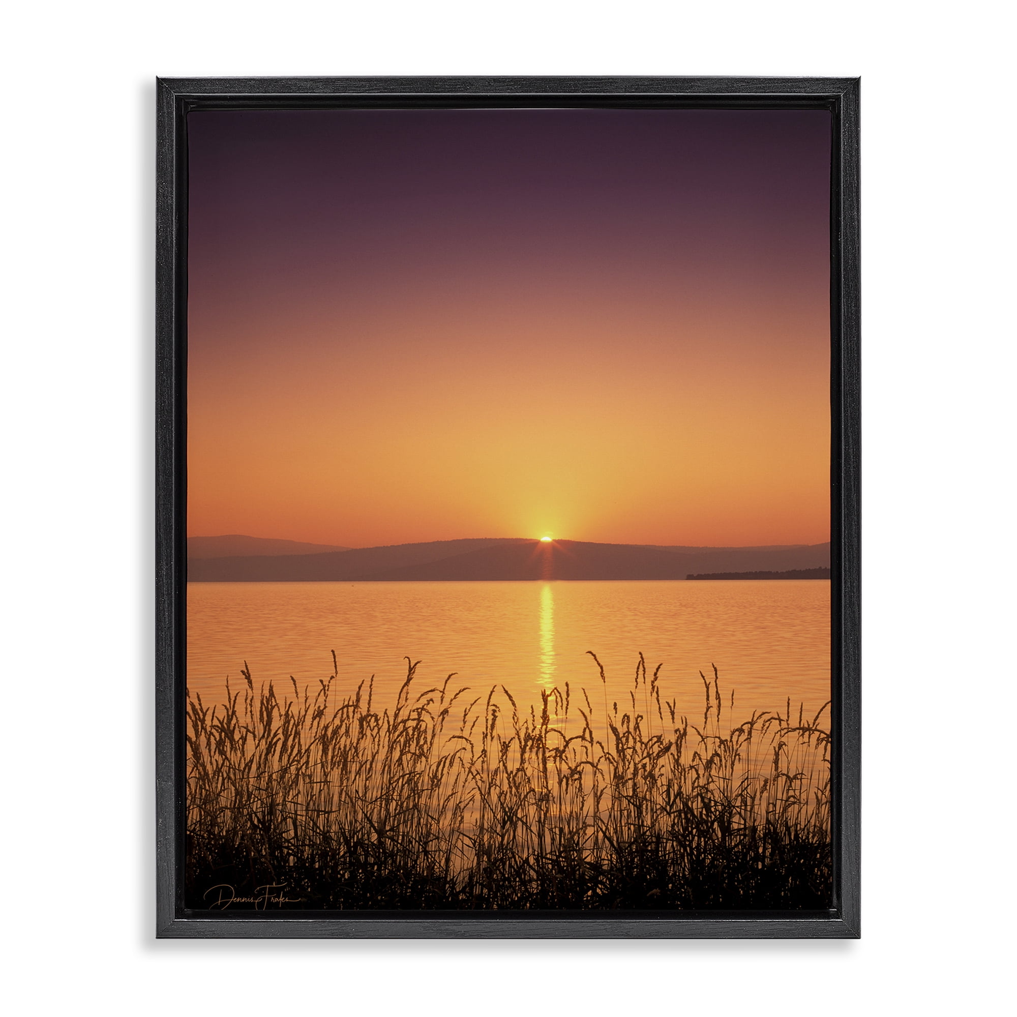Stupell Industries Deep Orange Sunset Landscape Photography Black Floater Framed Canvas Art Print Wall Art, 25 x 31
