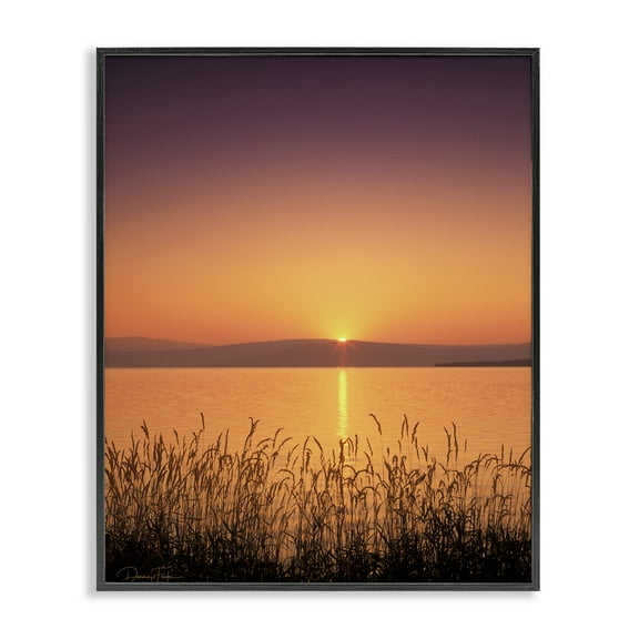 Stupell Industries Deep Orange Sunset Landscape Photography Black Framed Art Print Wall Art, 11 x 14