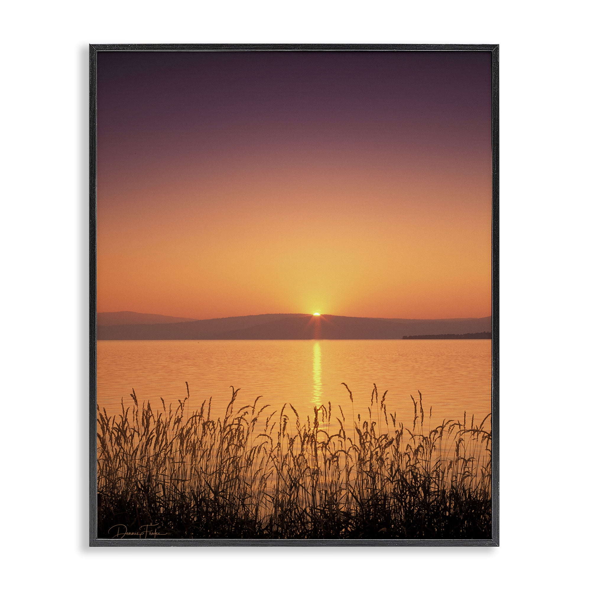 Deep Orange Sunset Landscape Print with Black Frame, 16 x 20