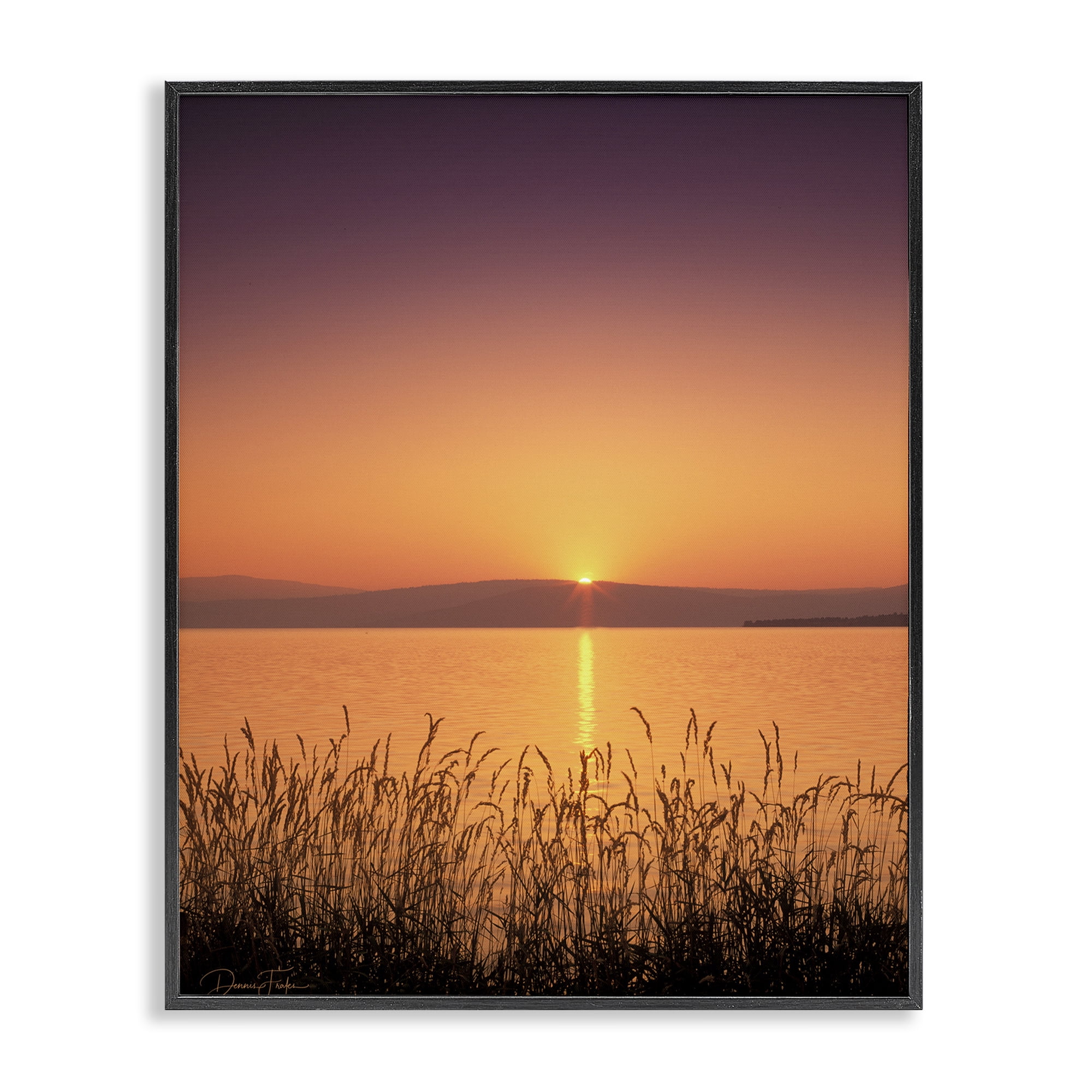 Stupell Industries Deep Orange Sunset Landscape Photography Black Framed Art Print Wall Art, 24 x 30