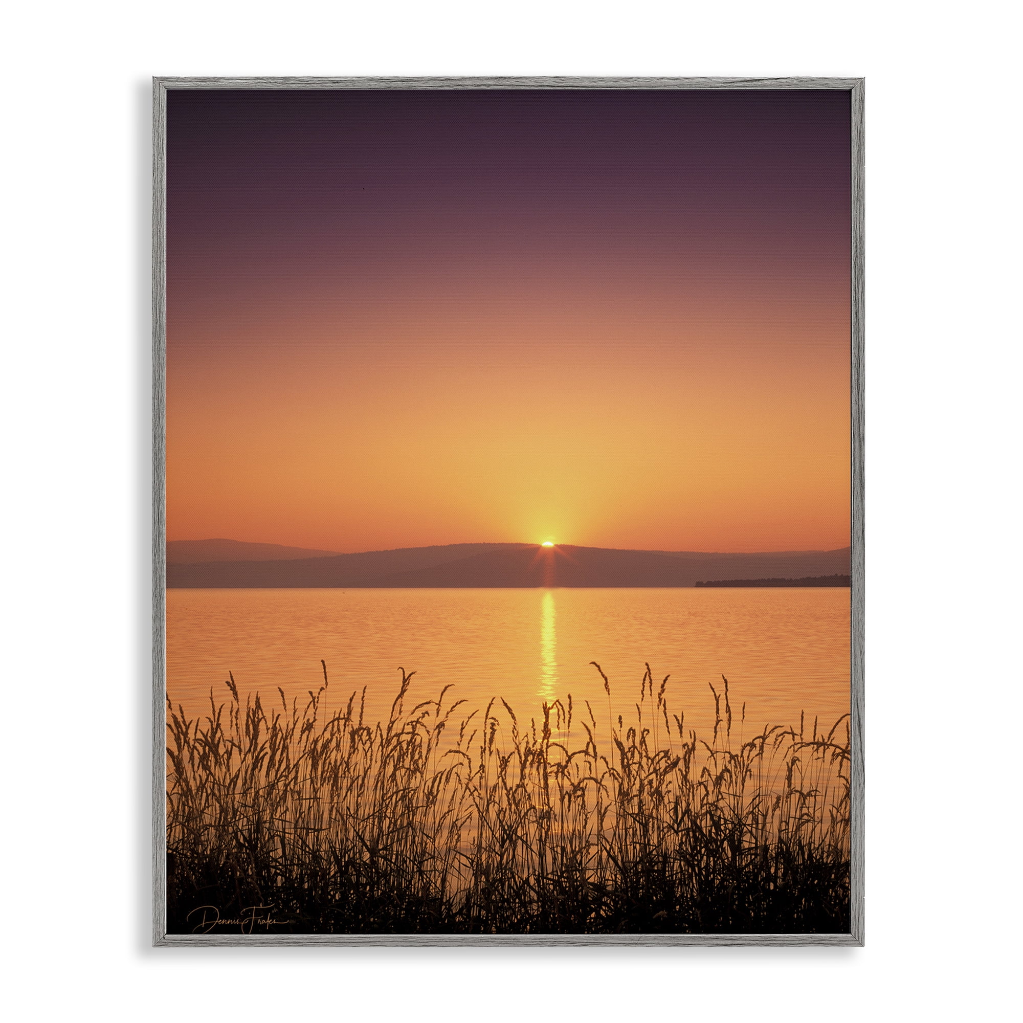 Stupell Industries Deep Orange Sunset Landscape Photography Gray Framed Art Print Wall Art, 11 x 14