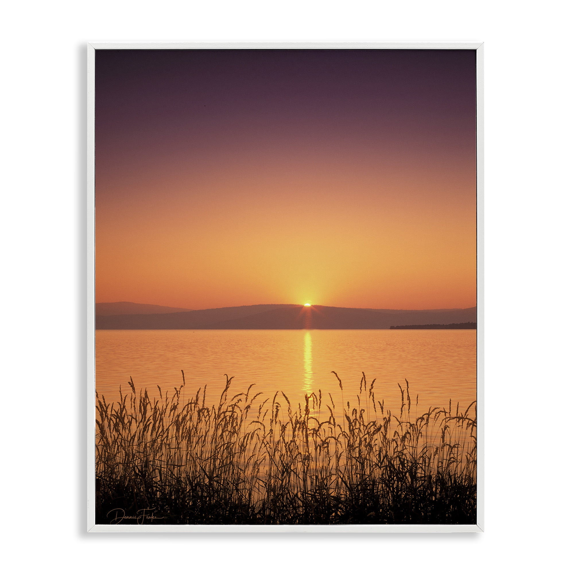 Stupell Industries Deep Orange Sunset Landscape Photography White Framed Art Print Wall Art, 16 x 20