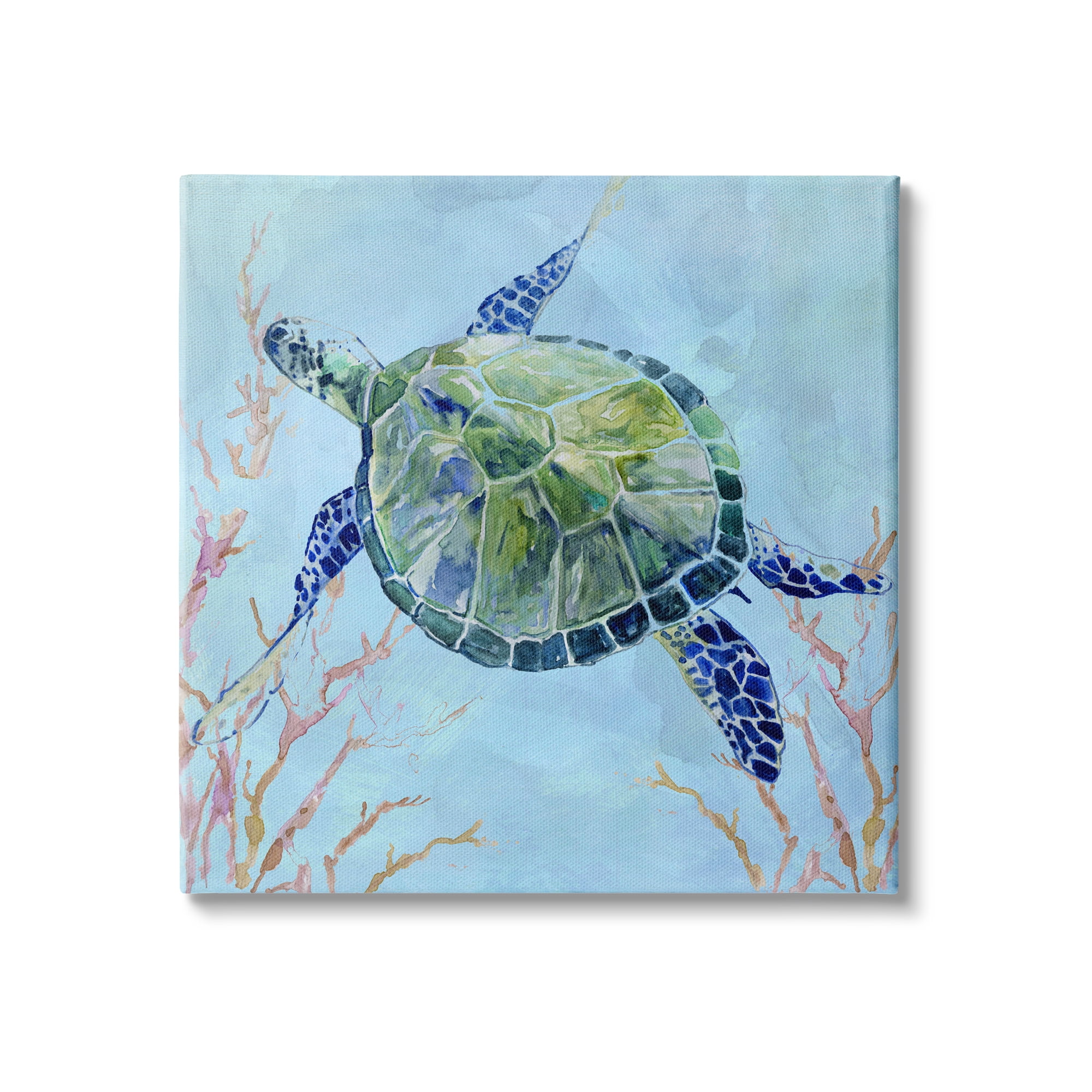 Stupell Industries Deep Sea Aquatic Tortoise Orange Kelp Water Turtle, 30 x 30, Design by Carol Robinson