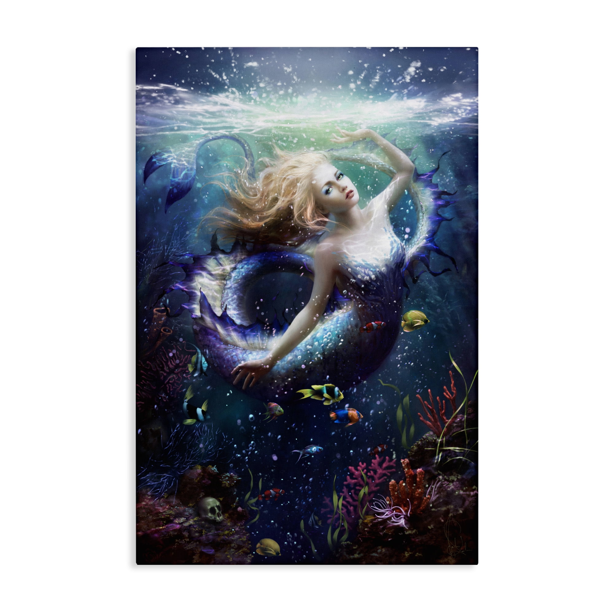 Stupell Industries Deep Sea Mermaid Canvas Wall Art, design by Melanie Delon