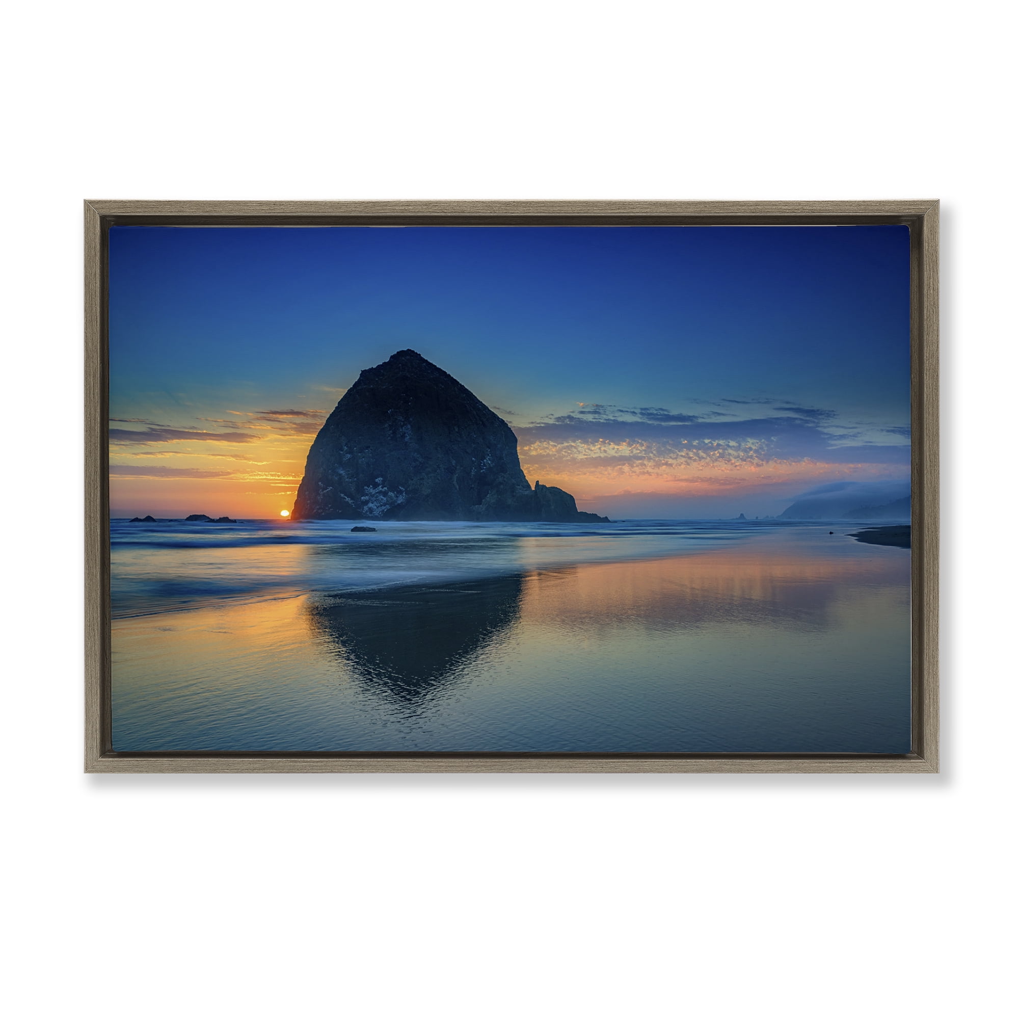 Stupell Industries Deep Sunset Island View Landscape & Nature Photography Brown Floater Framed Canvas Art Print Wall Art, 31 x 21