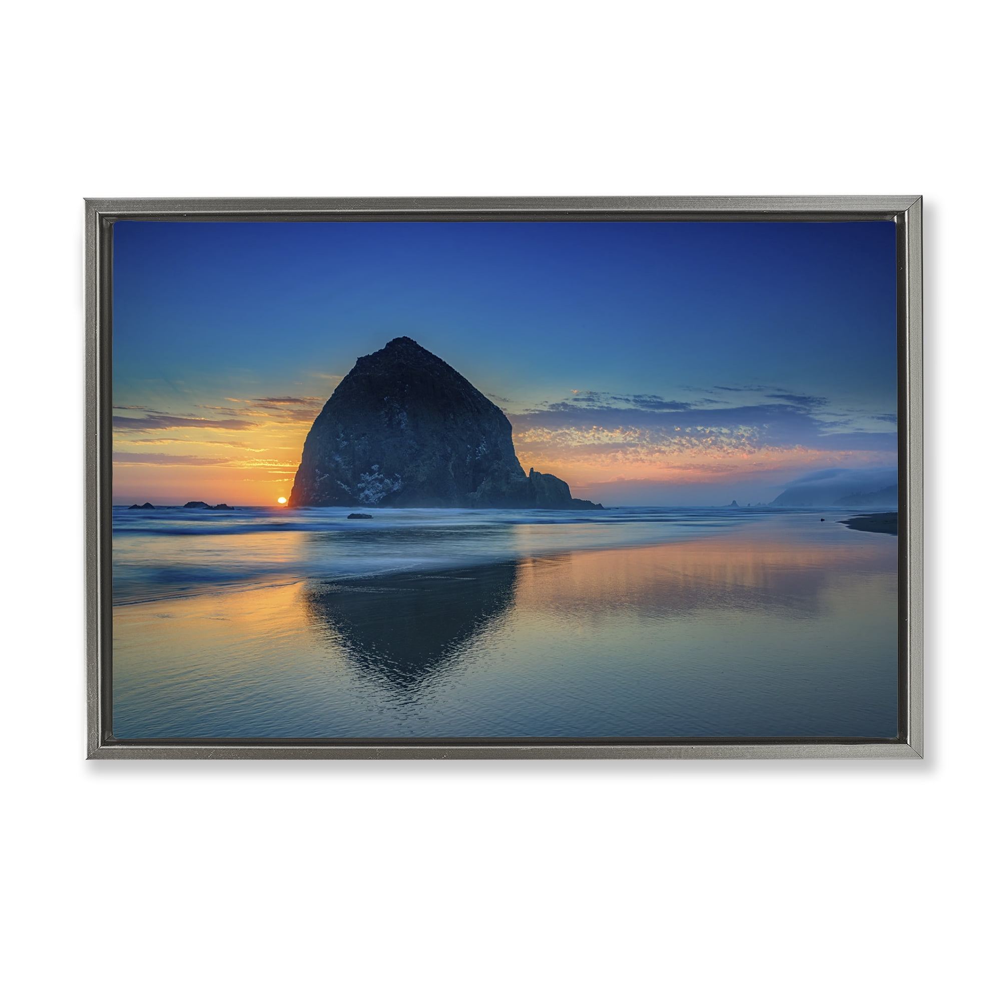 Stupell Industries Deep Sunset Island View Landscape & Nature Photography Gray Floater Framed Canvas Art Print Wall Art, 31 x 21