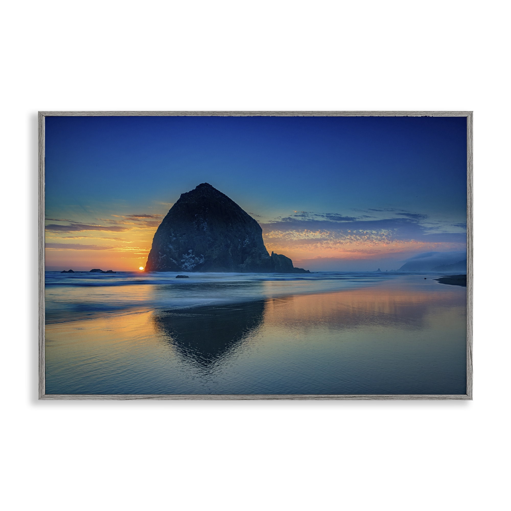 Stupell Industries Deep Sunset Island View Landscape & Nature Photography Gray Framed Art Print Wall Art, 18 x 12