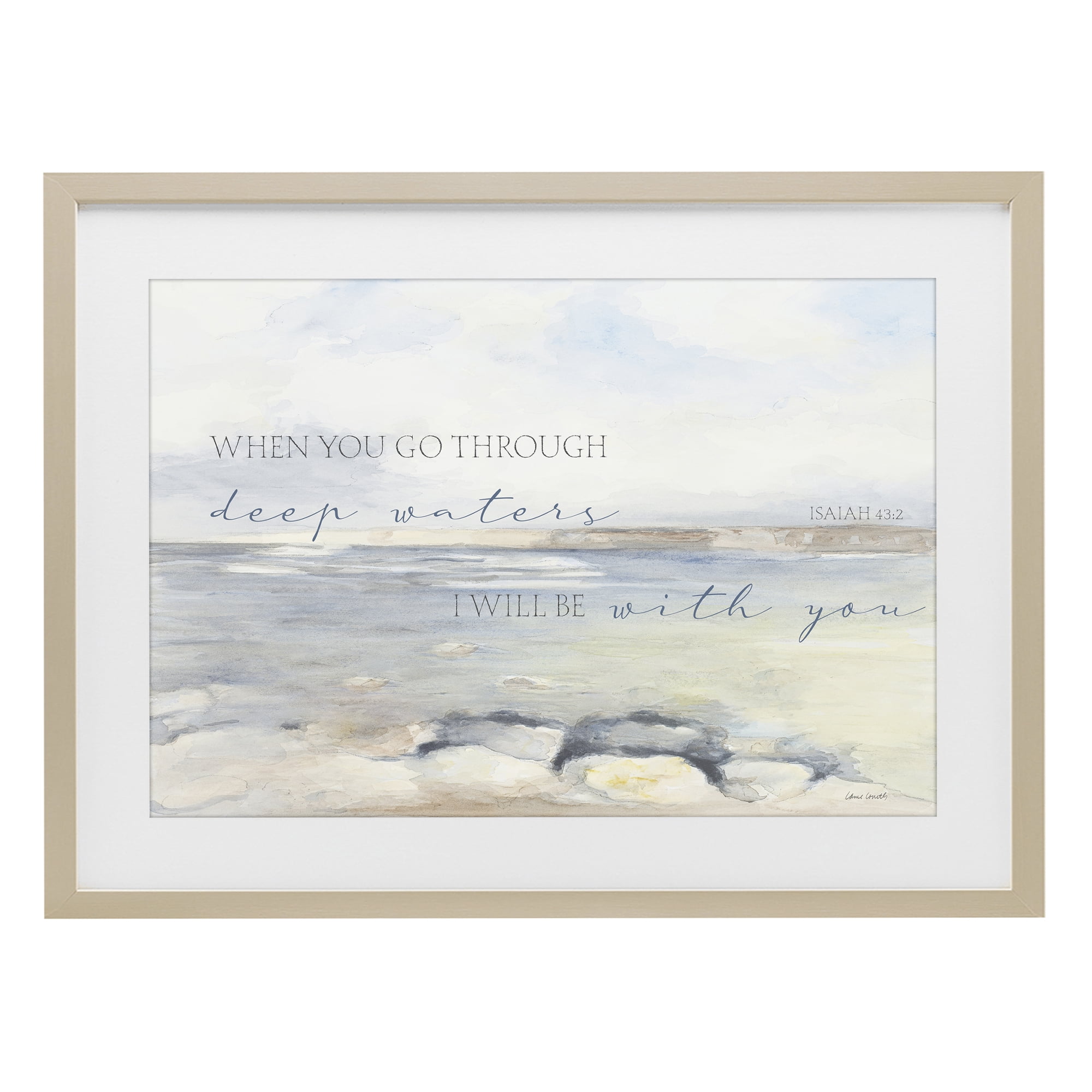 Stupell Industries Deep Waters Isaiah 43:2 Birch Framed Print Under Glass, design by Lanie Loreth