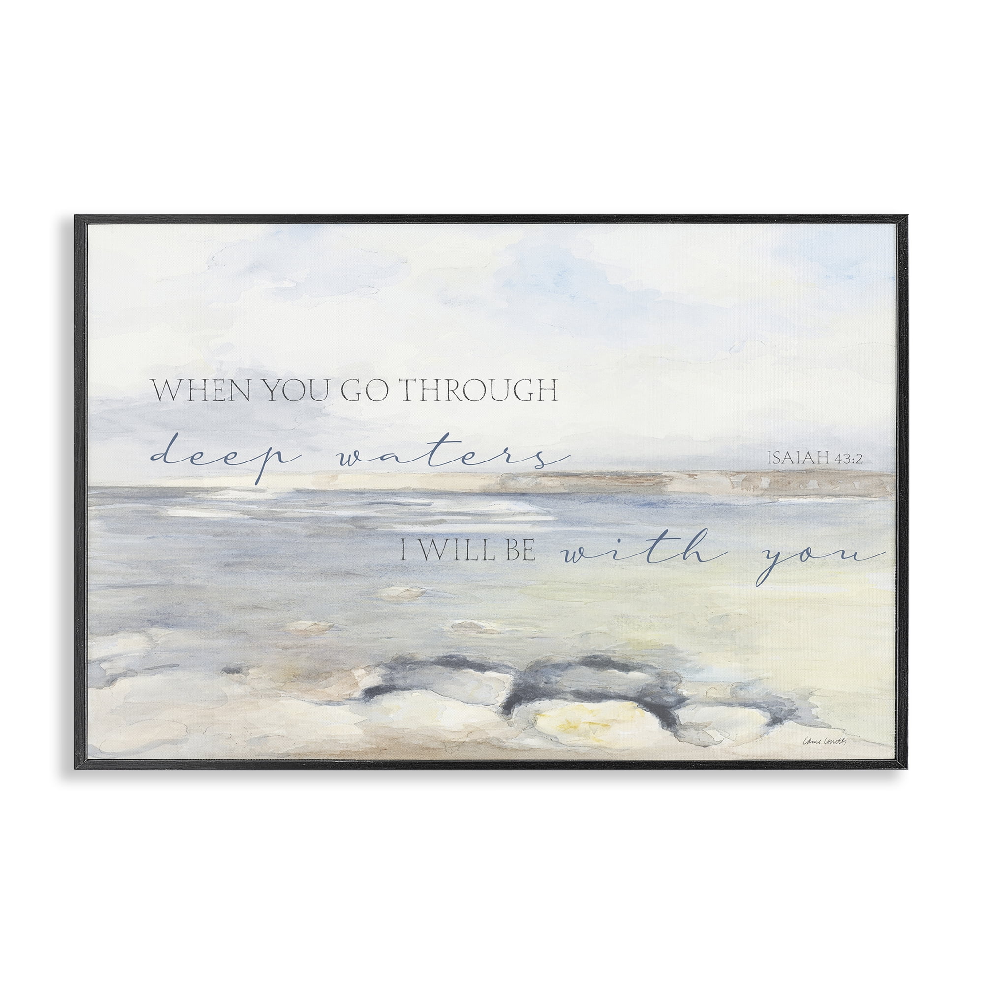 Stupell Industries Deep Waters Isaiah 43:2 Black Framed Giclee Art, design by Lanie Loreth