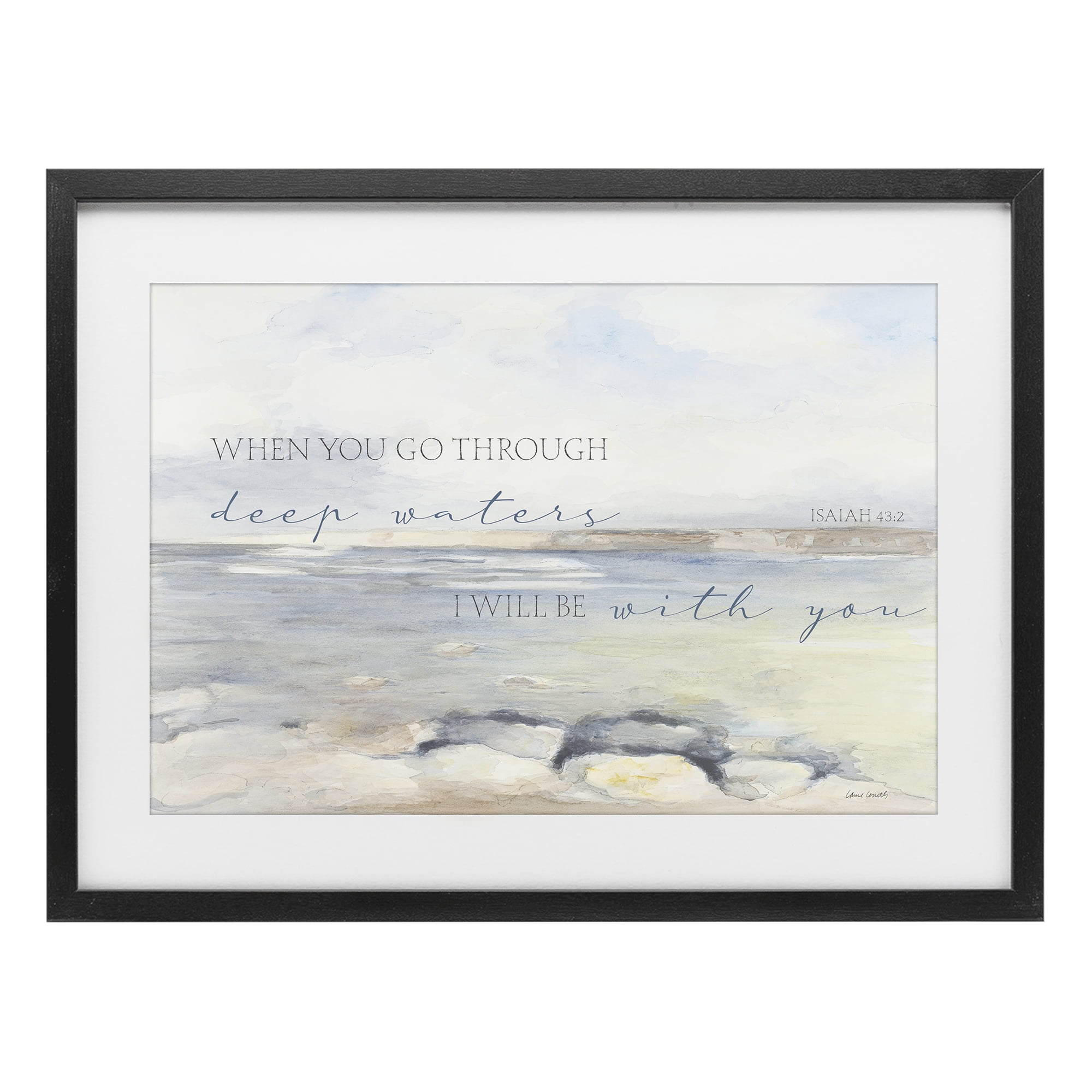 Stupell Industries Deep Waters Isaiah 43:2 Black Framed Print Under Glass, design by Lanie Loreth
