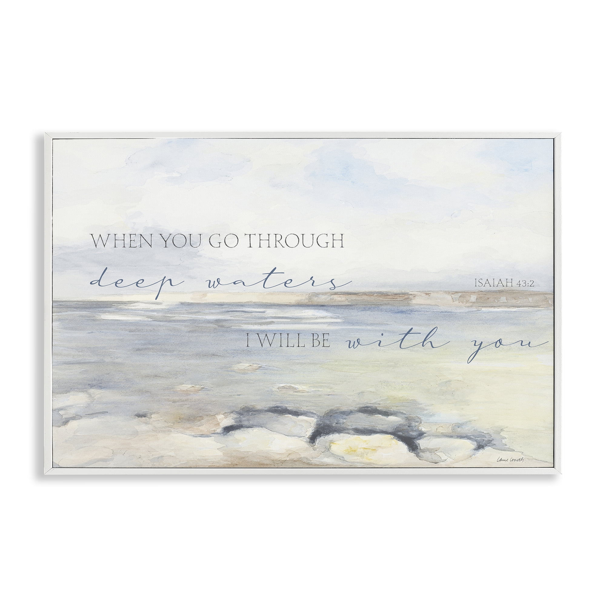 Stupell Industries Deep Waters Isaiah 43:2 White Framed Giclee Art, design by Lanie Loreth