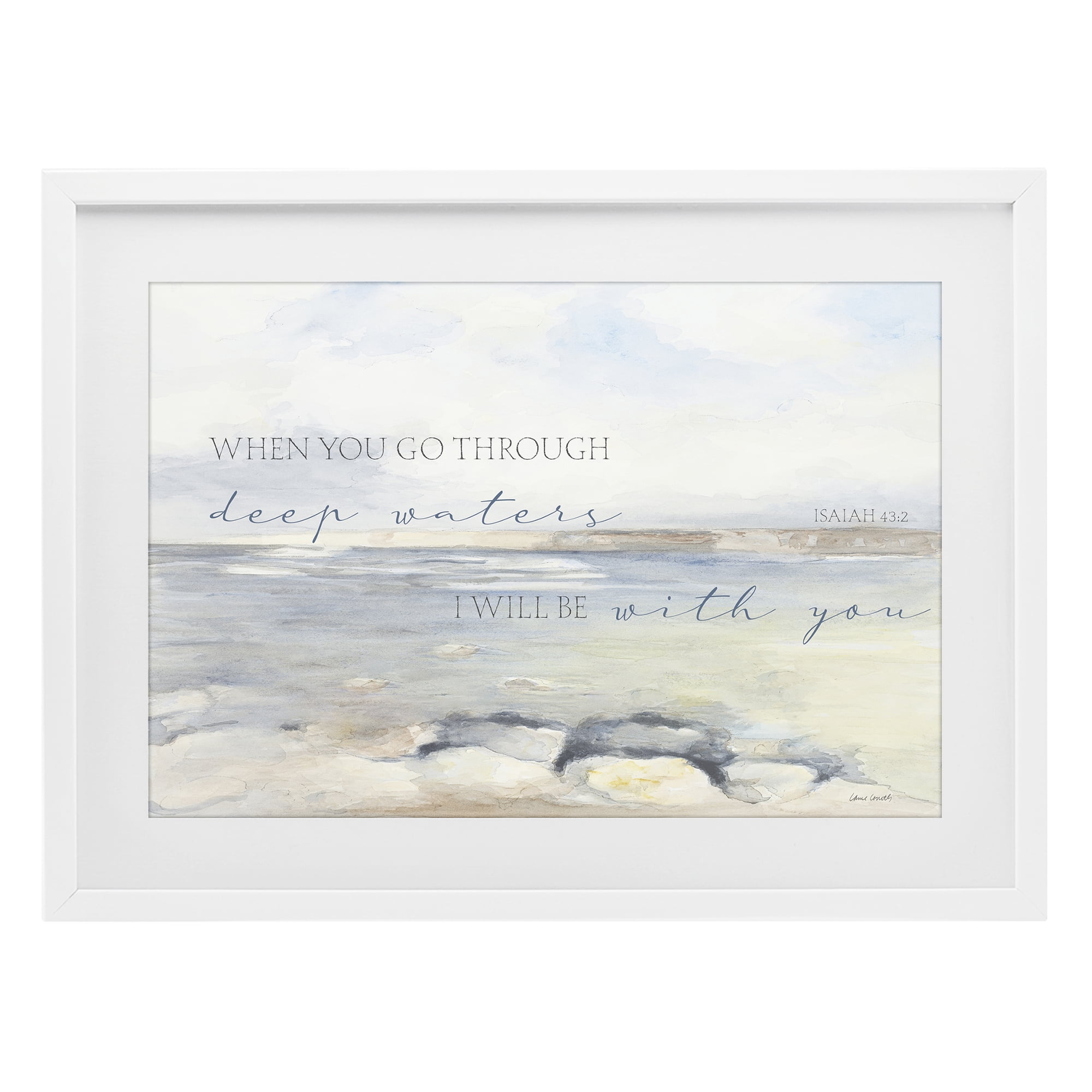 Stupell Industries Deep Waters Isaiah 43:2 White Framed Print Under Glass, design by Lanie Loreth