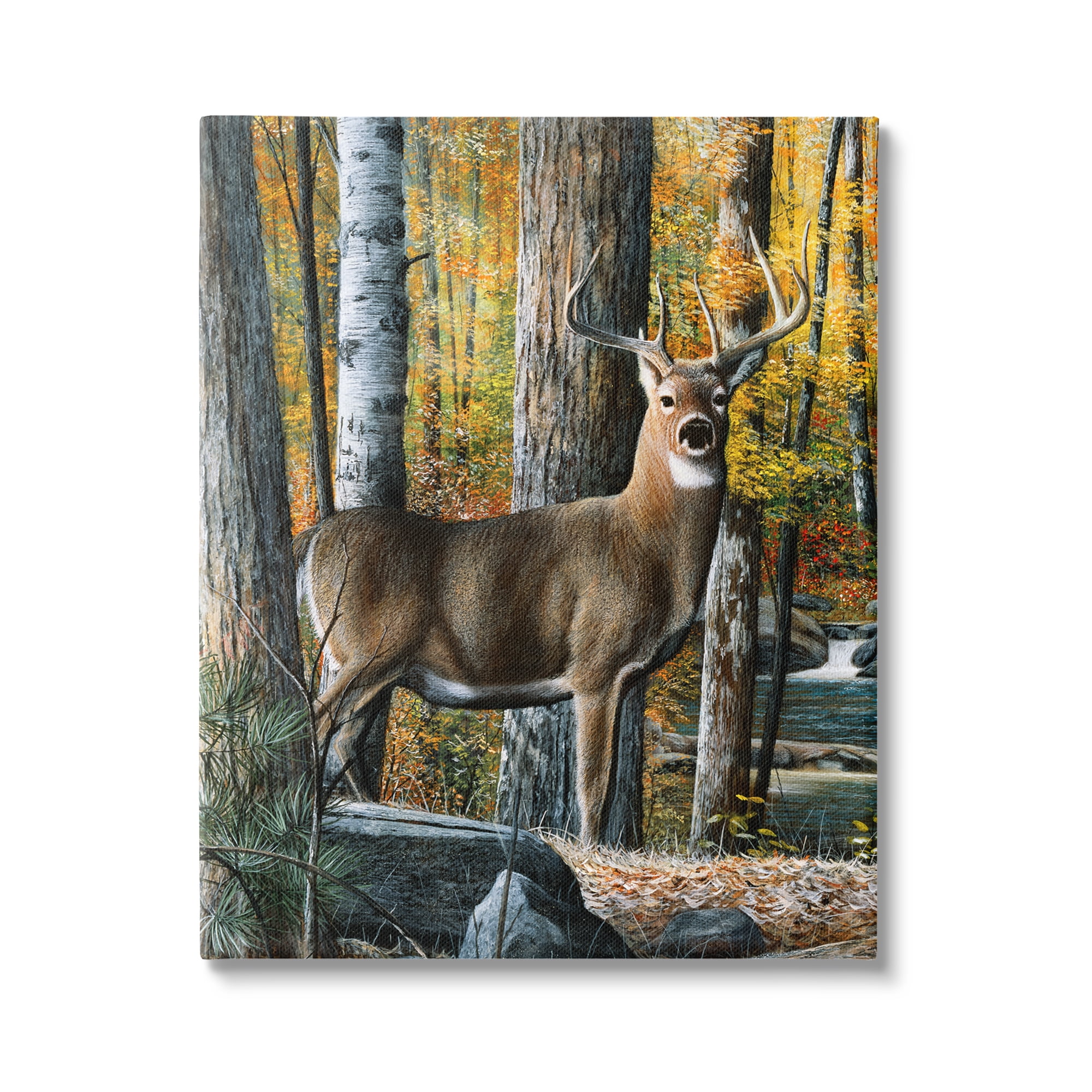 Stupell Industries Deer Among Autumn Foliage Animals & Insects Painting Gallery Wrapped Canvas Print Wall Art, 36 x 48