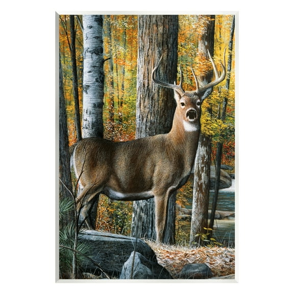 Stupell Industries Deer Among Autumn Foliage Animals & Insects Painting Unframed Art Print Wall Art, 10 x 15