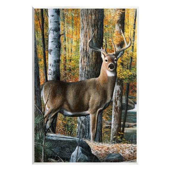 Stupell Industries Deer Among Autumn Foliage Animals & Insects Painting Unframed Art Print Wall Art, 13 x 19